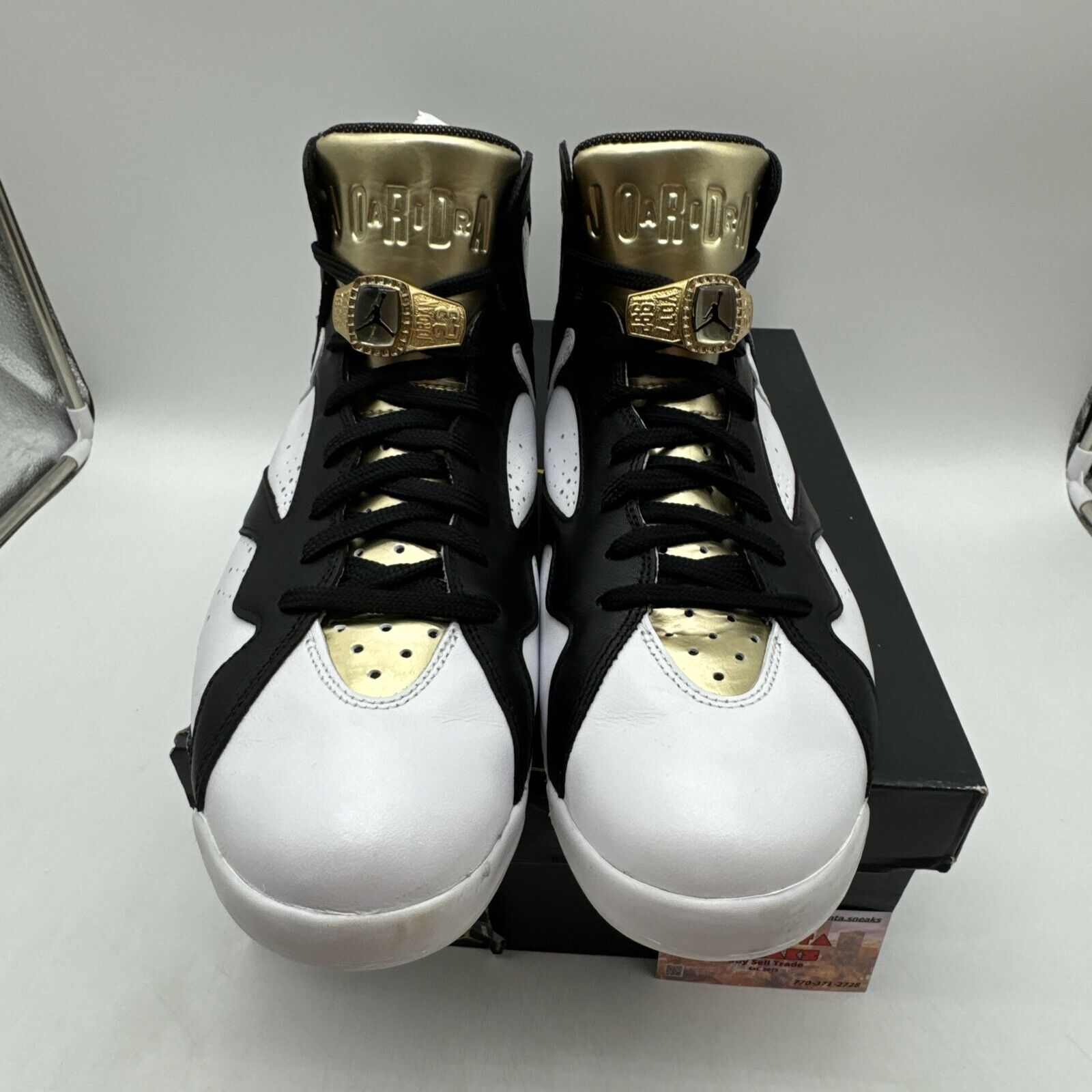 Size 12 - Air Jordan 7 Retro Champagne Gold White Black Leather Metal Rings Prem