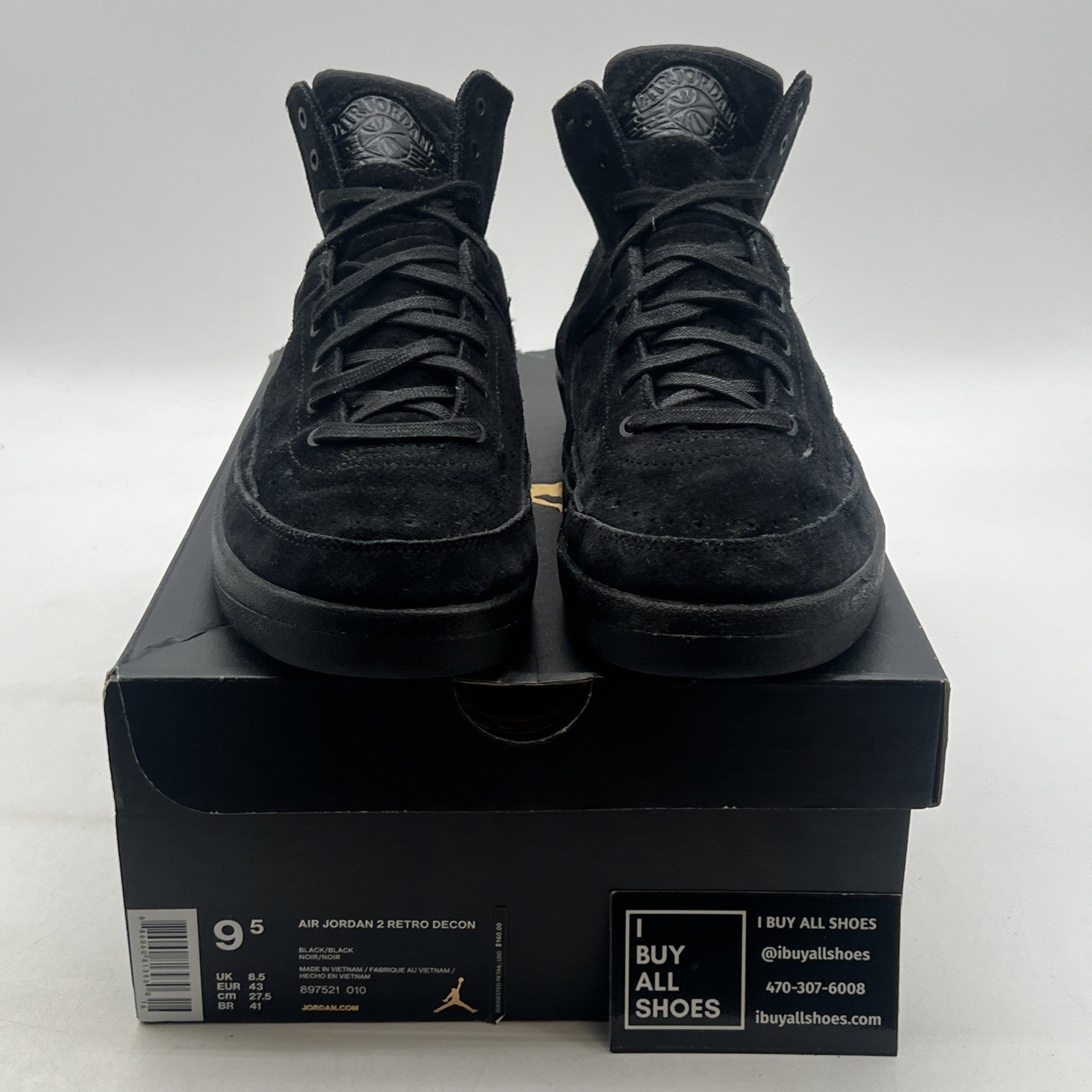 Size 9.5 - Air Jordan 2 Retro Deconstructed Triple Black (897521-010)
