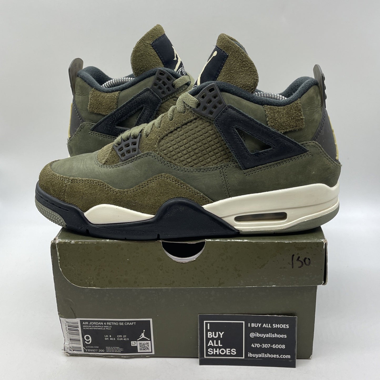 Size 9 - Jordan 4 SE Retro Low Craft Olive Green Black Suede (FB9927-200)
