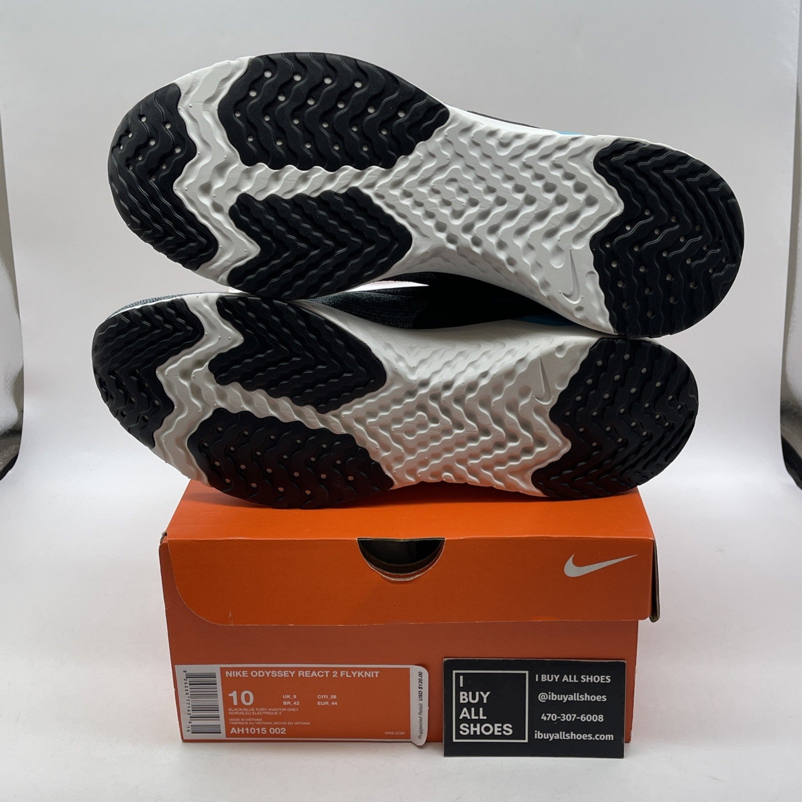 Size 10 - Nike Odyssey React 2 Flyknit Black Aviator Grey Suede (AH1015-002)