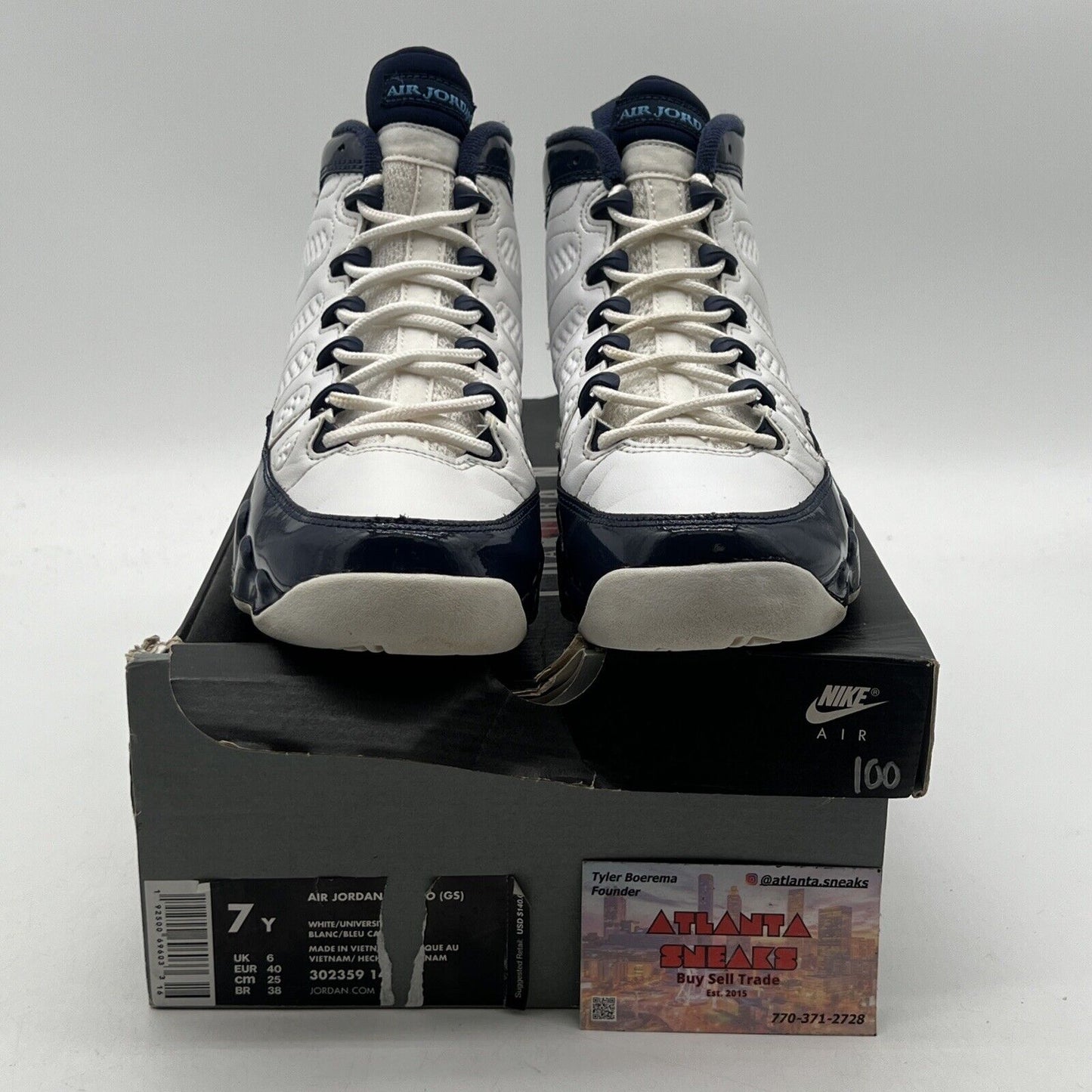 Size 7Y - Jordan 9 Retro Mid University Blue White Leather (302359-140)