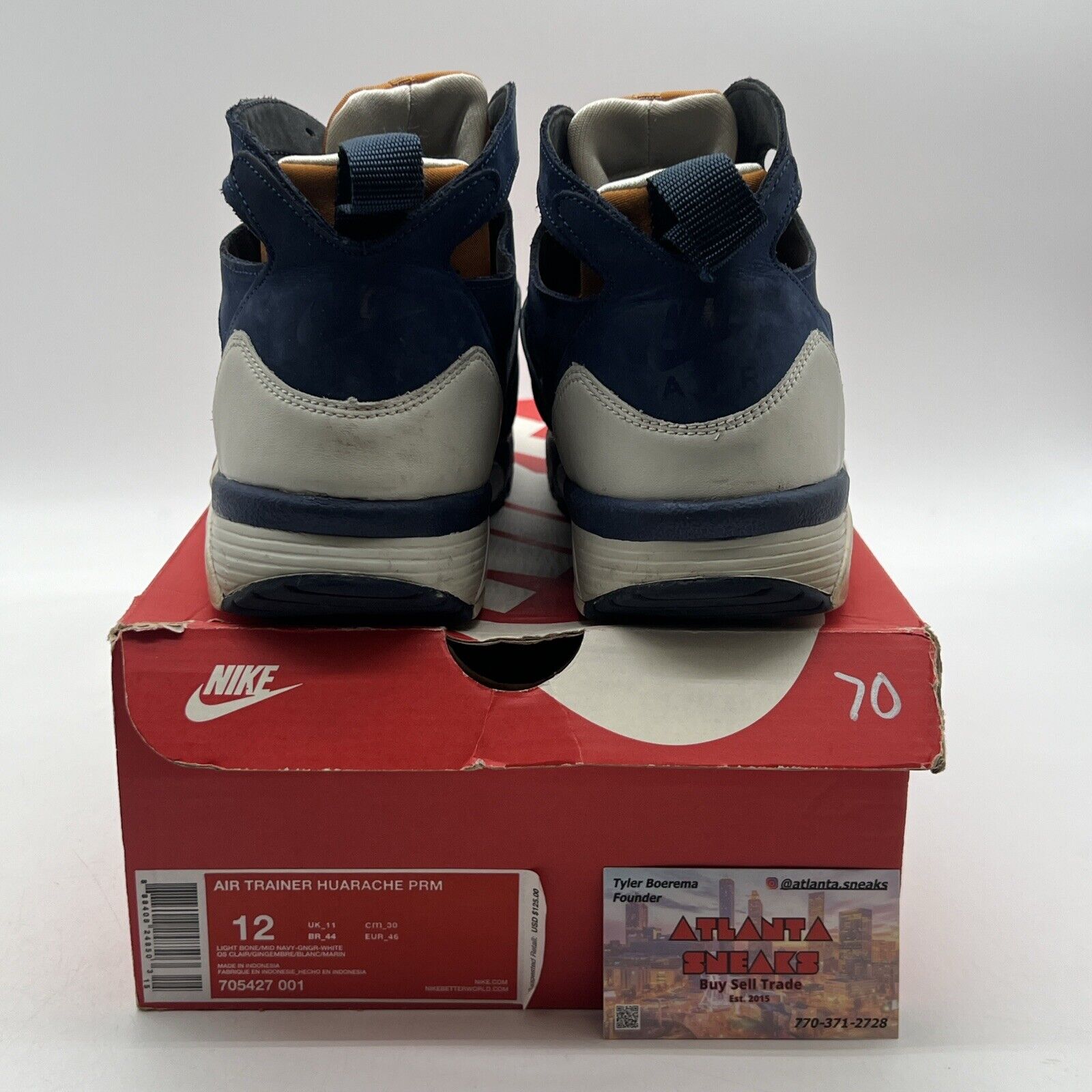 Size 12 - Nike Air Trainer Huarache Premium Medecine Ball Navy  (705427-001)