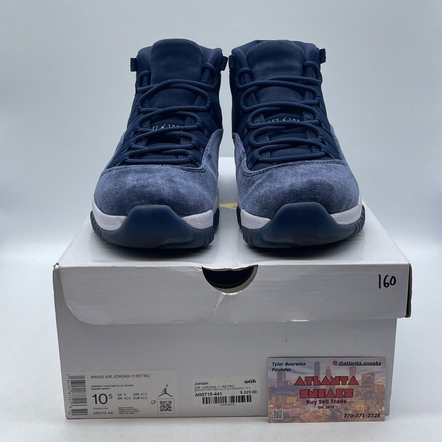 Size 10.5W - Jordan 11 Midnight Navy Velvet 2022 Silver White (AR0715-441)