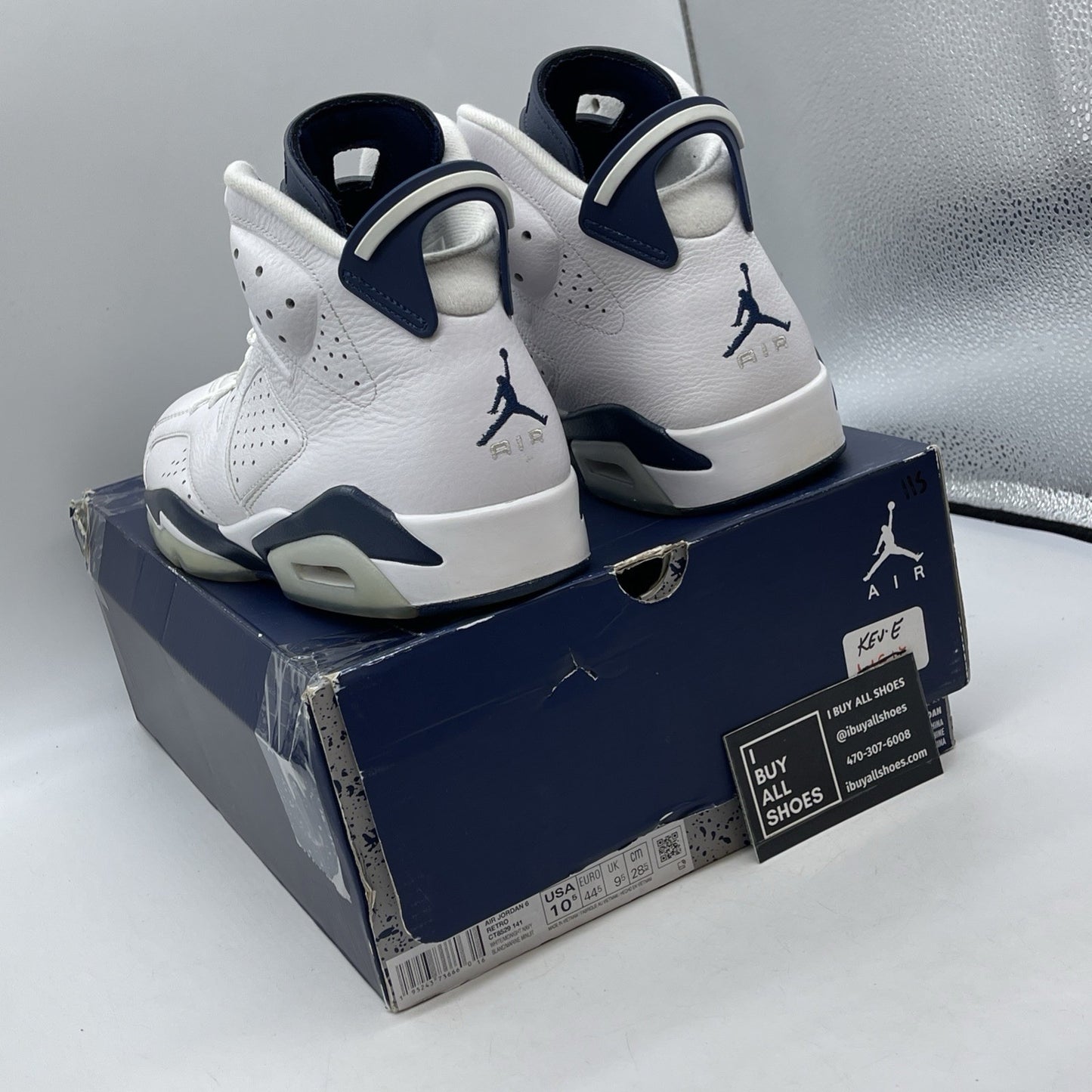 Size 10.5 - Jordan 6 Retro Midnight Navy White Leather (CT8529-141)