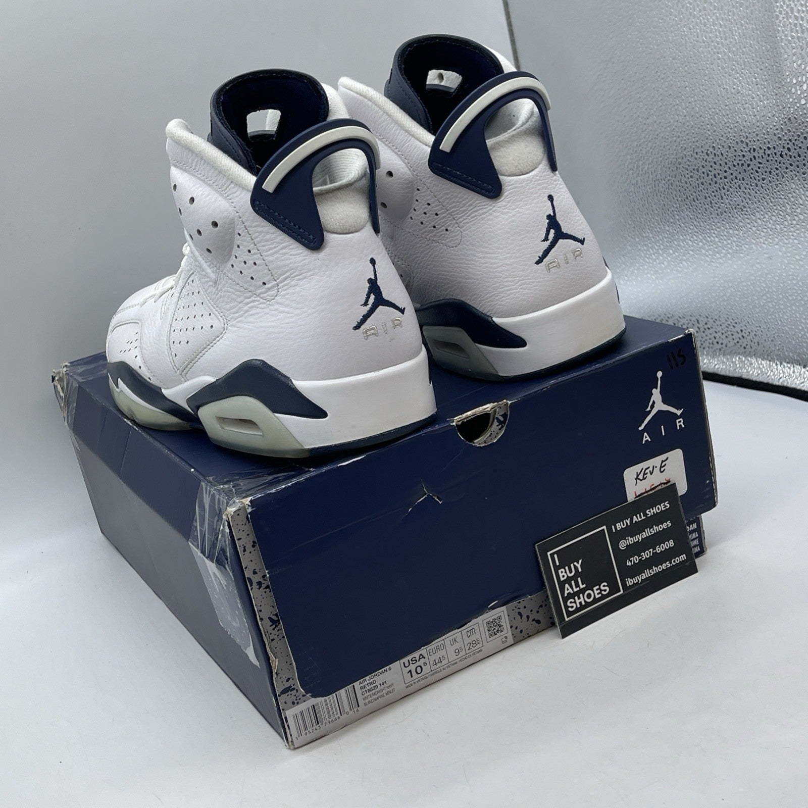 Size 10.5 - Jordan 6 Retro Midnight Navy White Leather (CT8529-141)