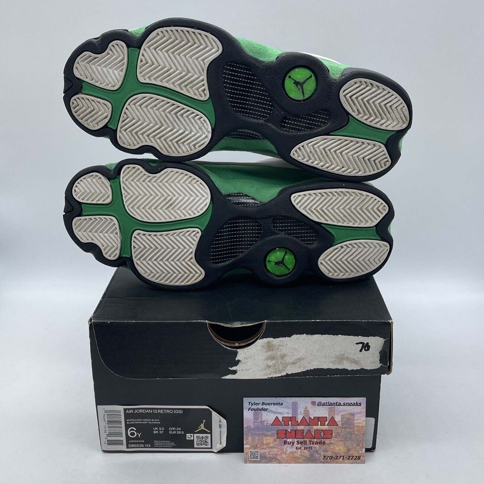 Size 6Y - Nike Air Jordan 13 Retro GS Lucky Green Leather  (DB6536-113)