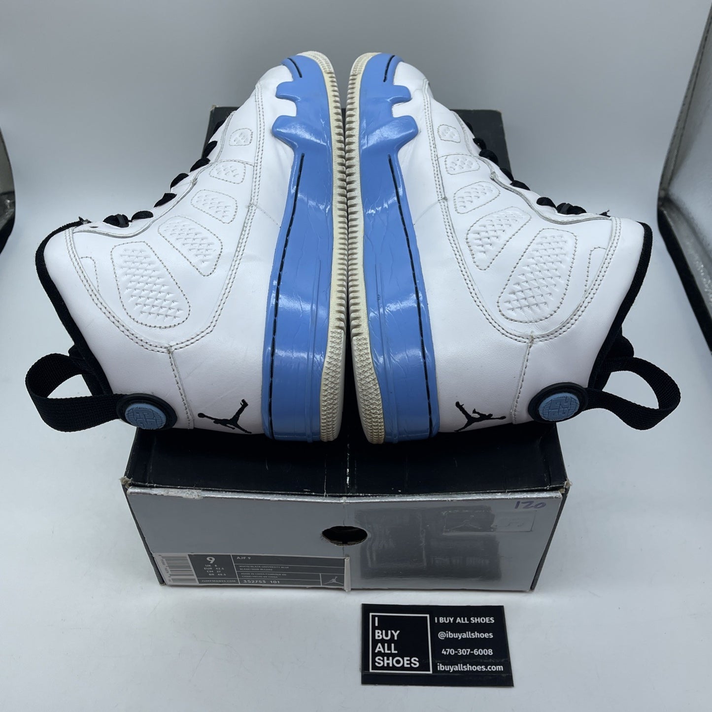 Size 9 - Air Jordan Fusion 9 White Black Blue Leather (352753-101)