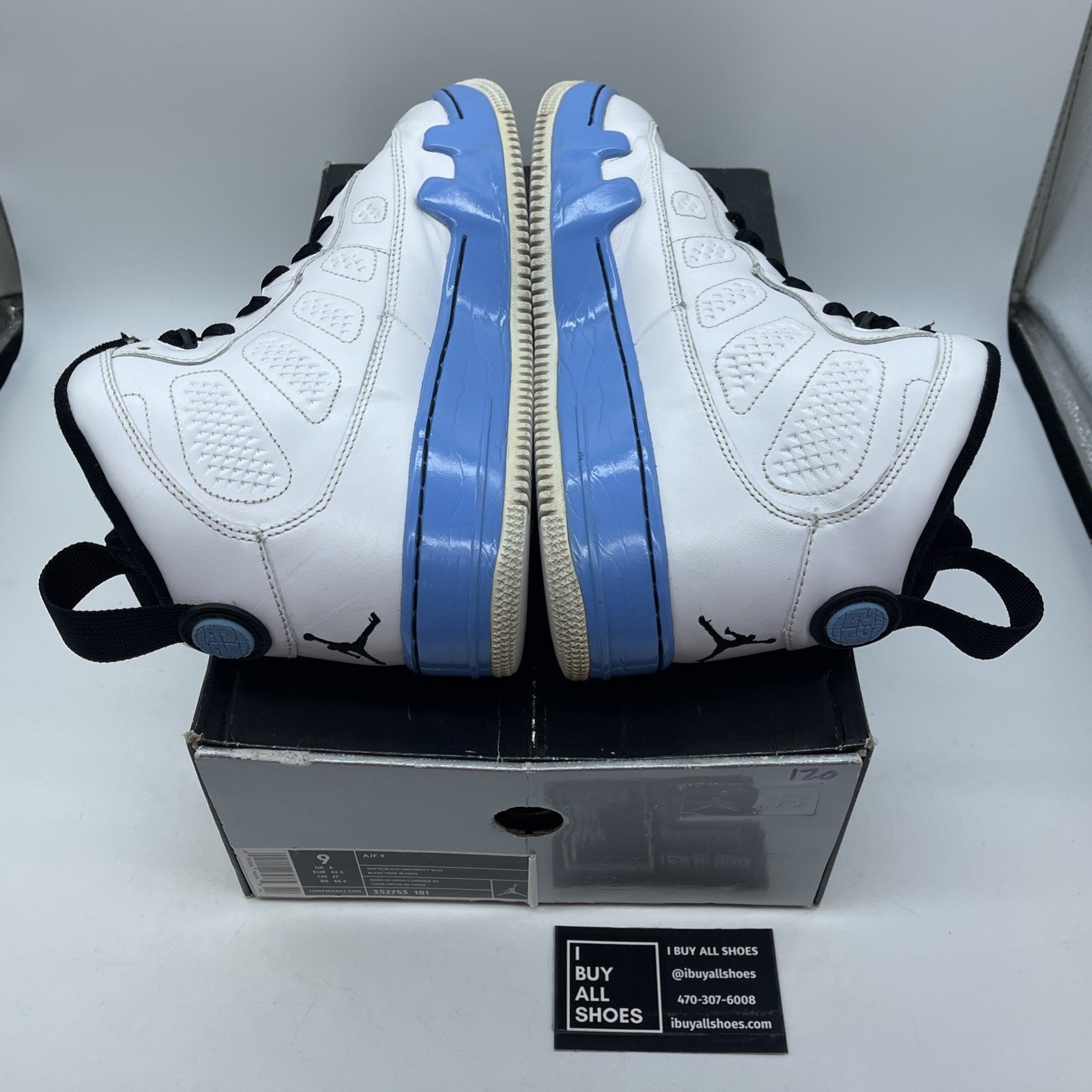 Size 9 - Air Jordan Fusion 9 White Black Blue Leather (352753-101)