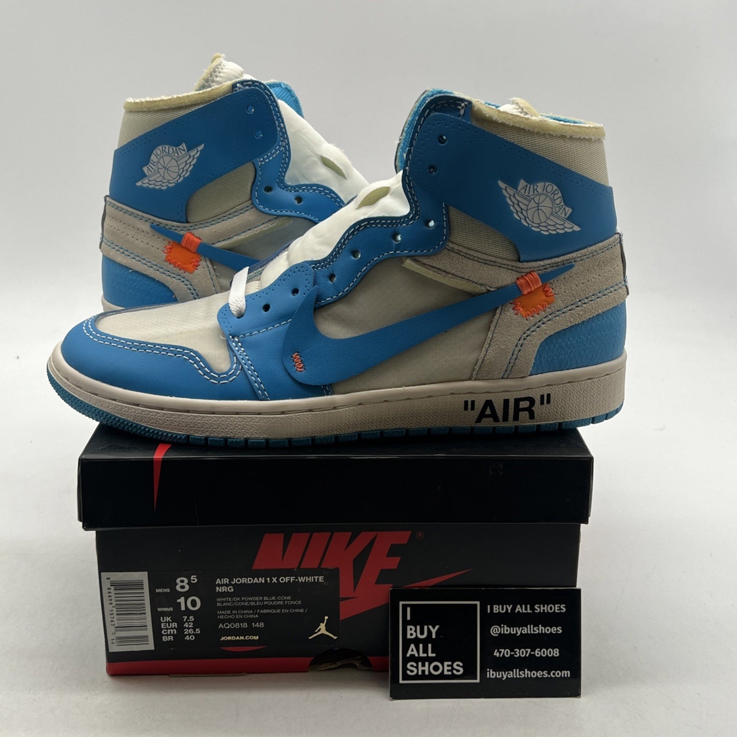Size 8.5 - Air Jordan 1 Retro OG x Off-White High UNC (AQ0818-148)