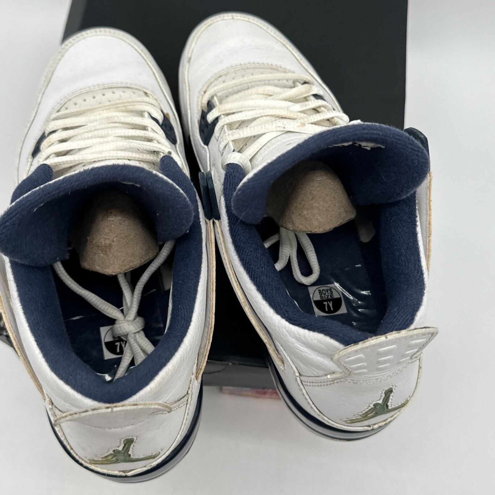 Size 7y (GS) - Jordan 4 Retro Low Legend Blue With Box Premium Leather Navy