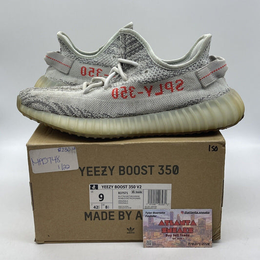 Size 9 - adidas Yeezy Boost 350 V2 Low Blue Tint Grey Red Suede (B37571)