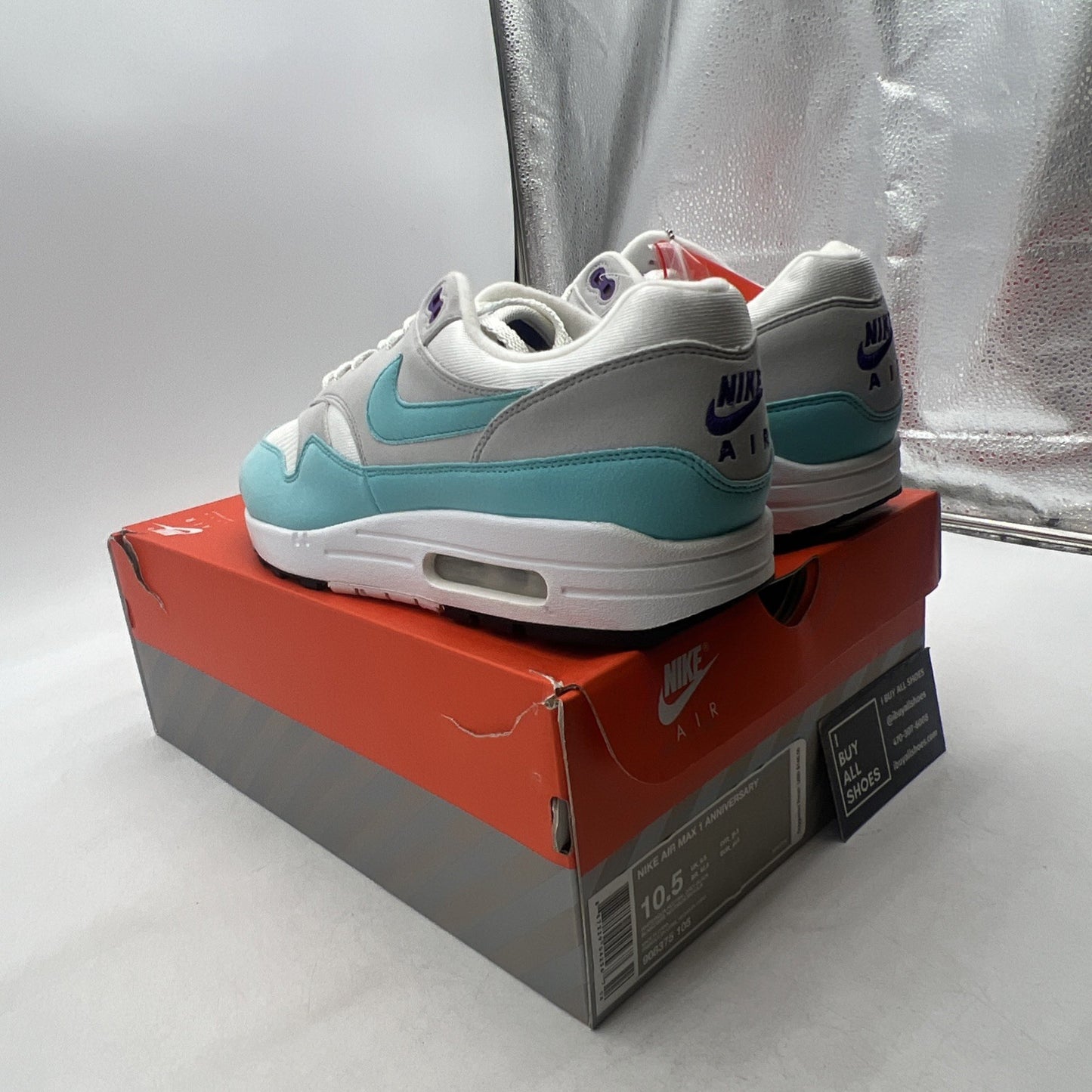 Size 10.5 - Nike Air Max 1 OG Anniversary Aqua (908375-105)