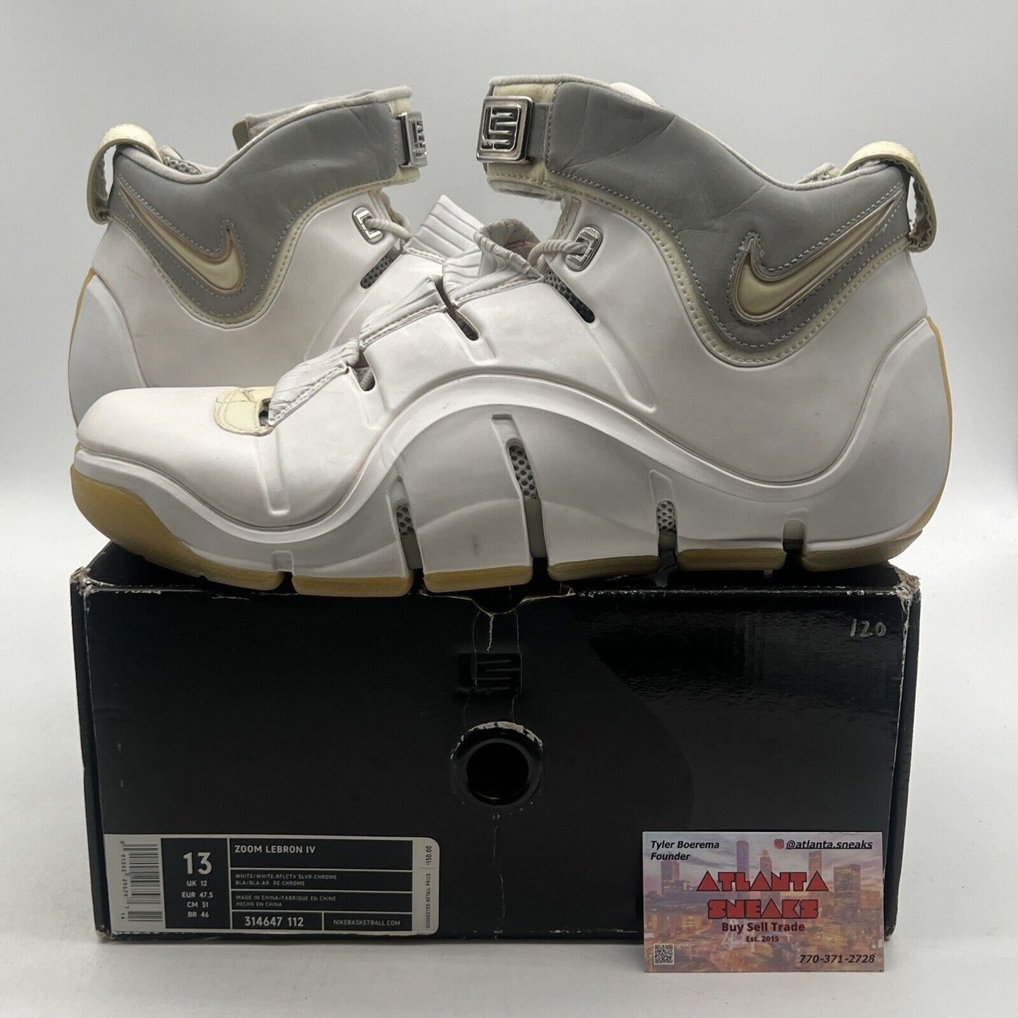 Size 13 - Nike Zoom LeBron 4 White Chrome (314647-112)