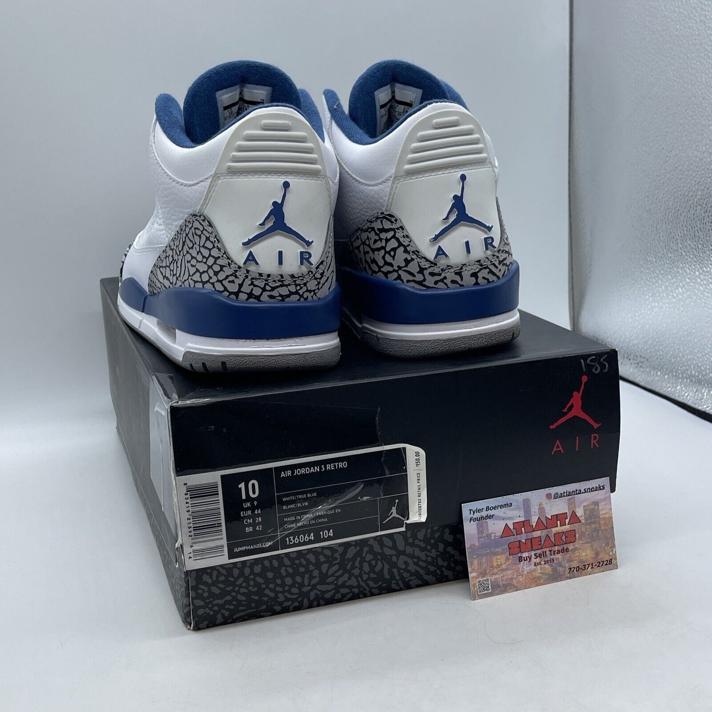 Size 10 - Air Jordan 3 Retro True Blue White Leather Grey Suede (136064-104)