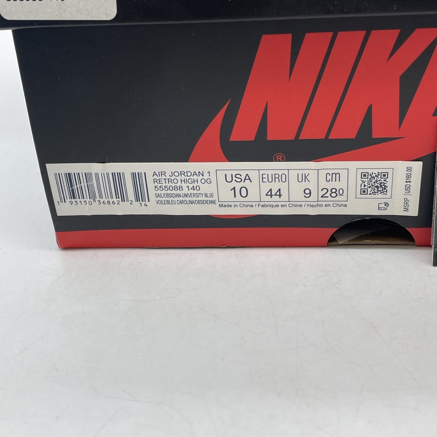 Size 10 - Air Jordan 1 Retro OG High Obsidian UNC 2019 (555088-140)
