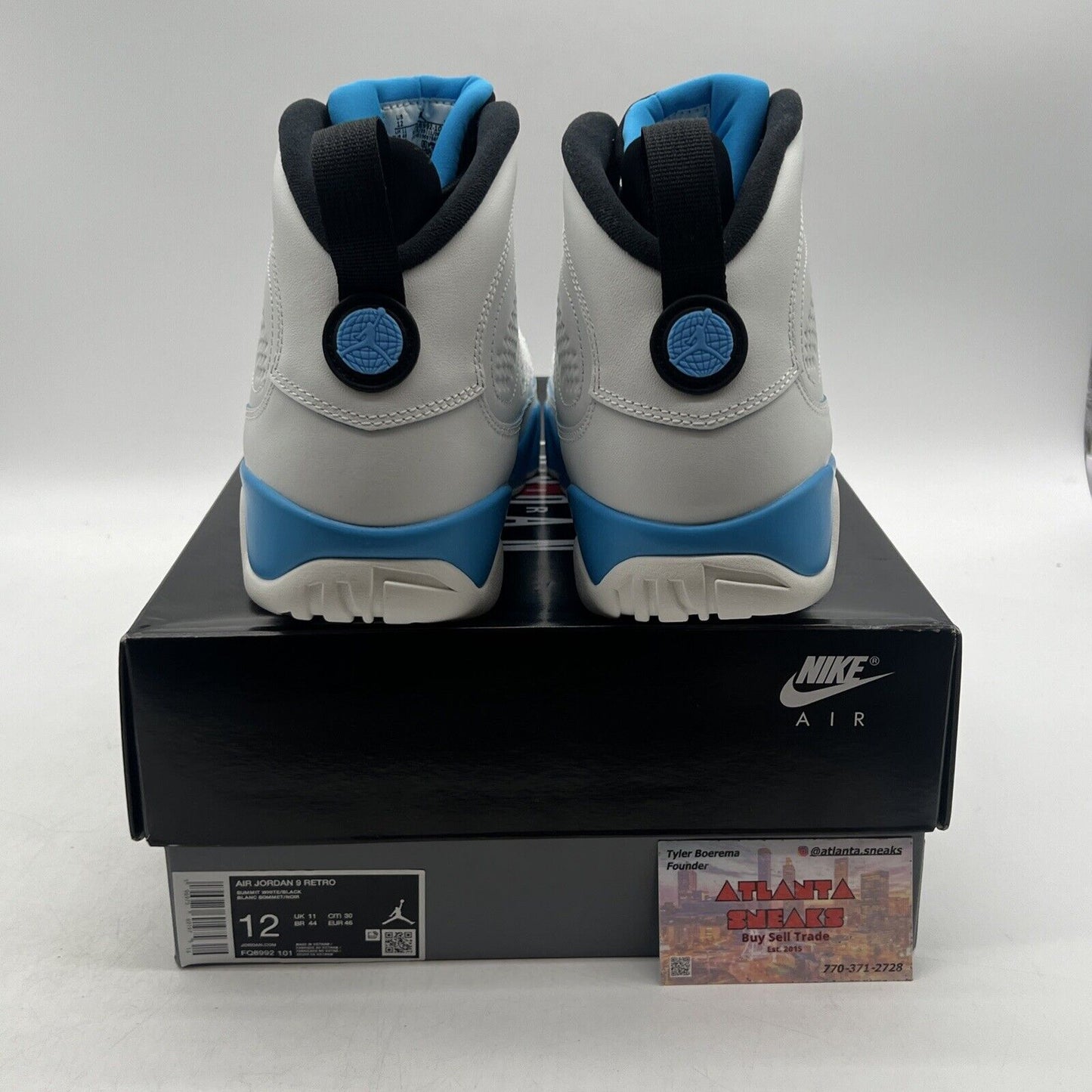 Size 12 - Air Jordan 9 Retro 2024 Powder Blue Black Leather White (FQ8992-101)