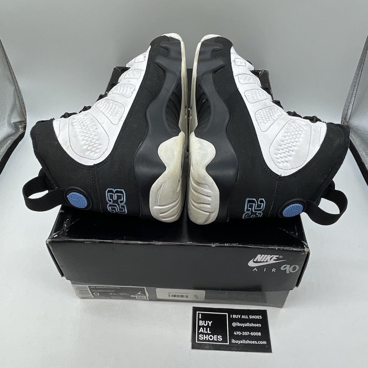 Size 9 - Jordan 9 Retro University Blue White Black Leather (CT8019-140)