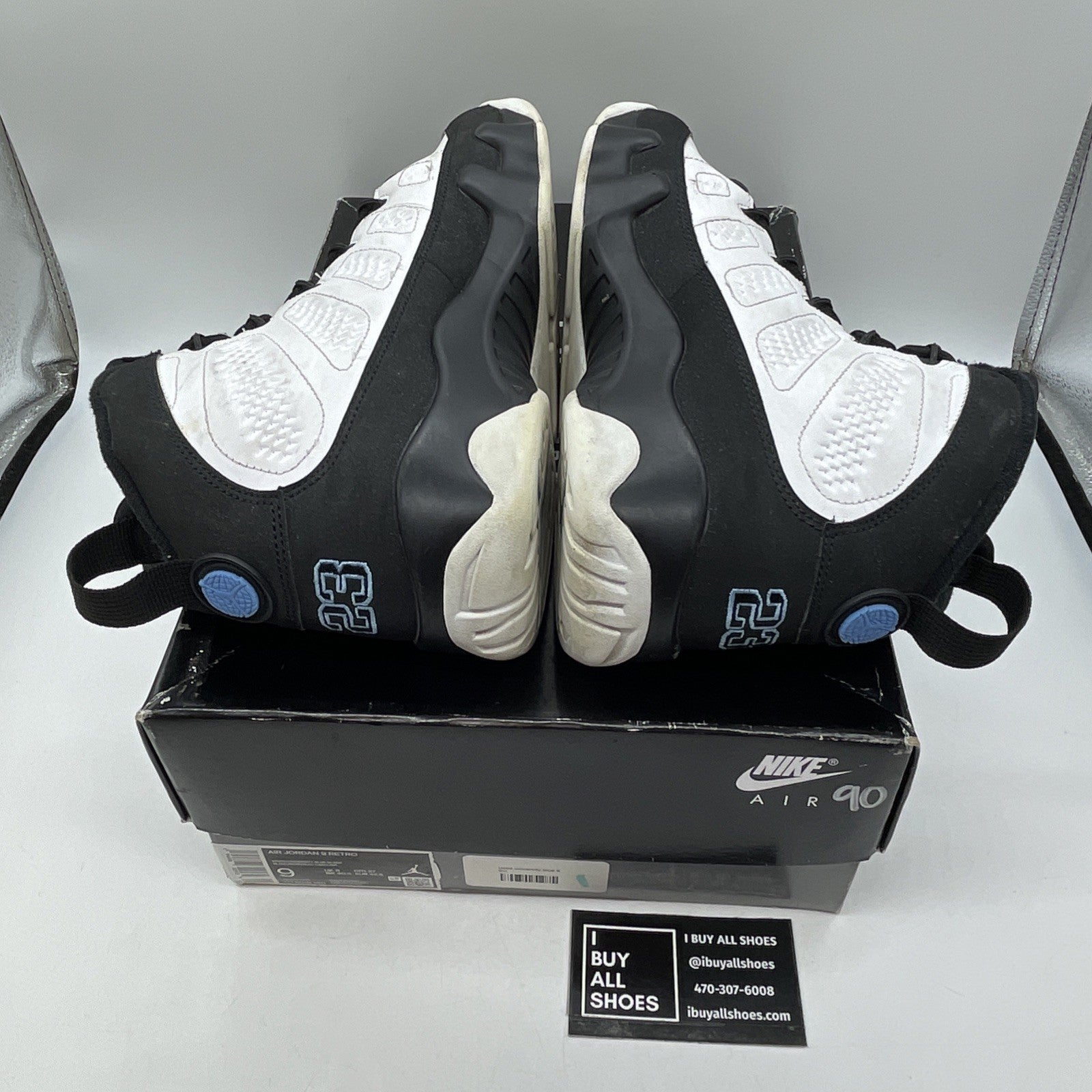 Size 9 - Jordan 9 Retro University Blue White Black Leather (CT8019-140)