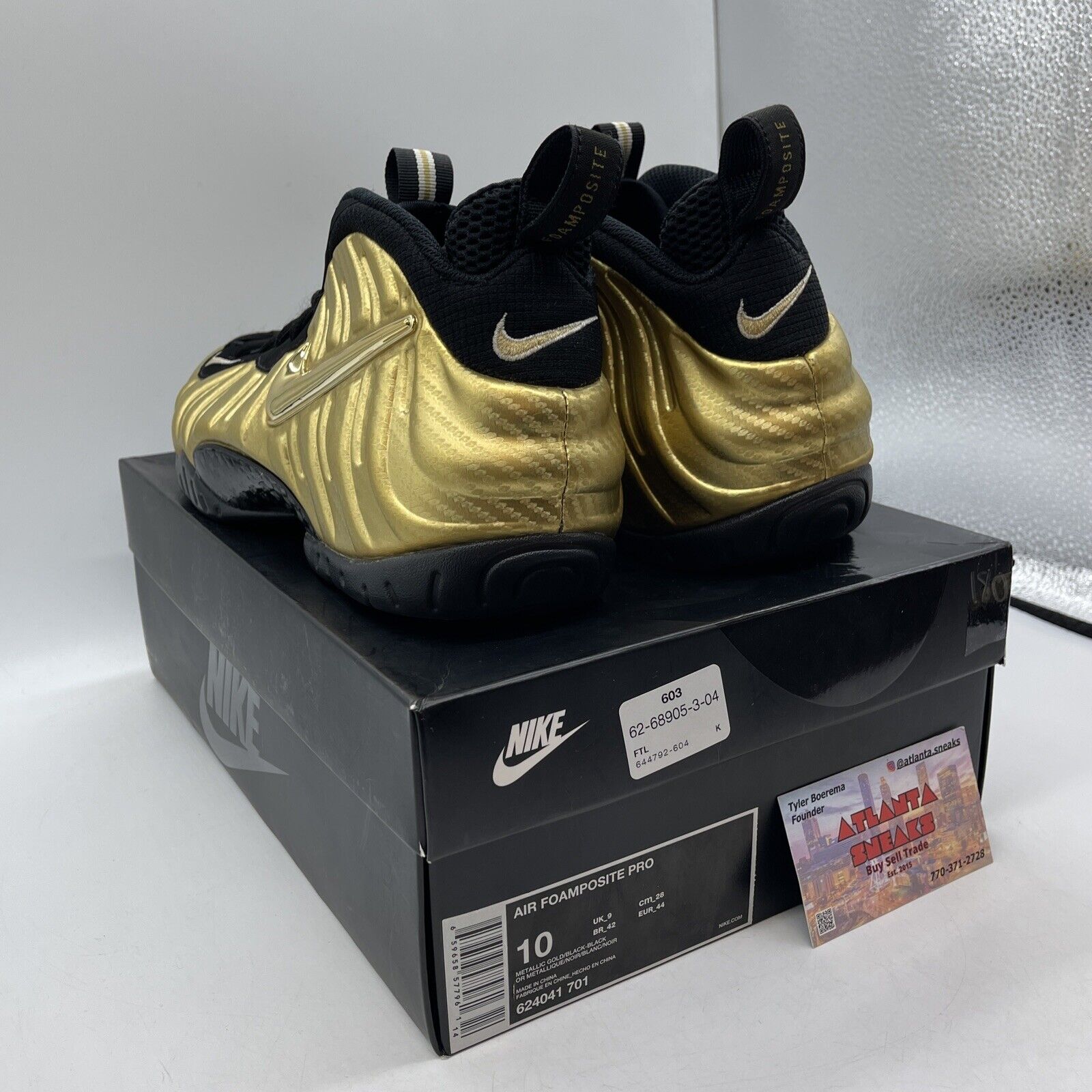 Size 10 - Nike Air Foamposite Pro Metallic Gold Black (624041-701)