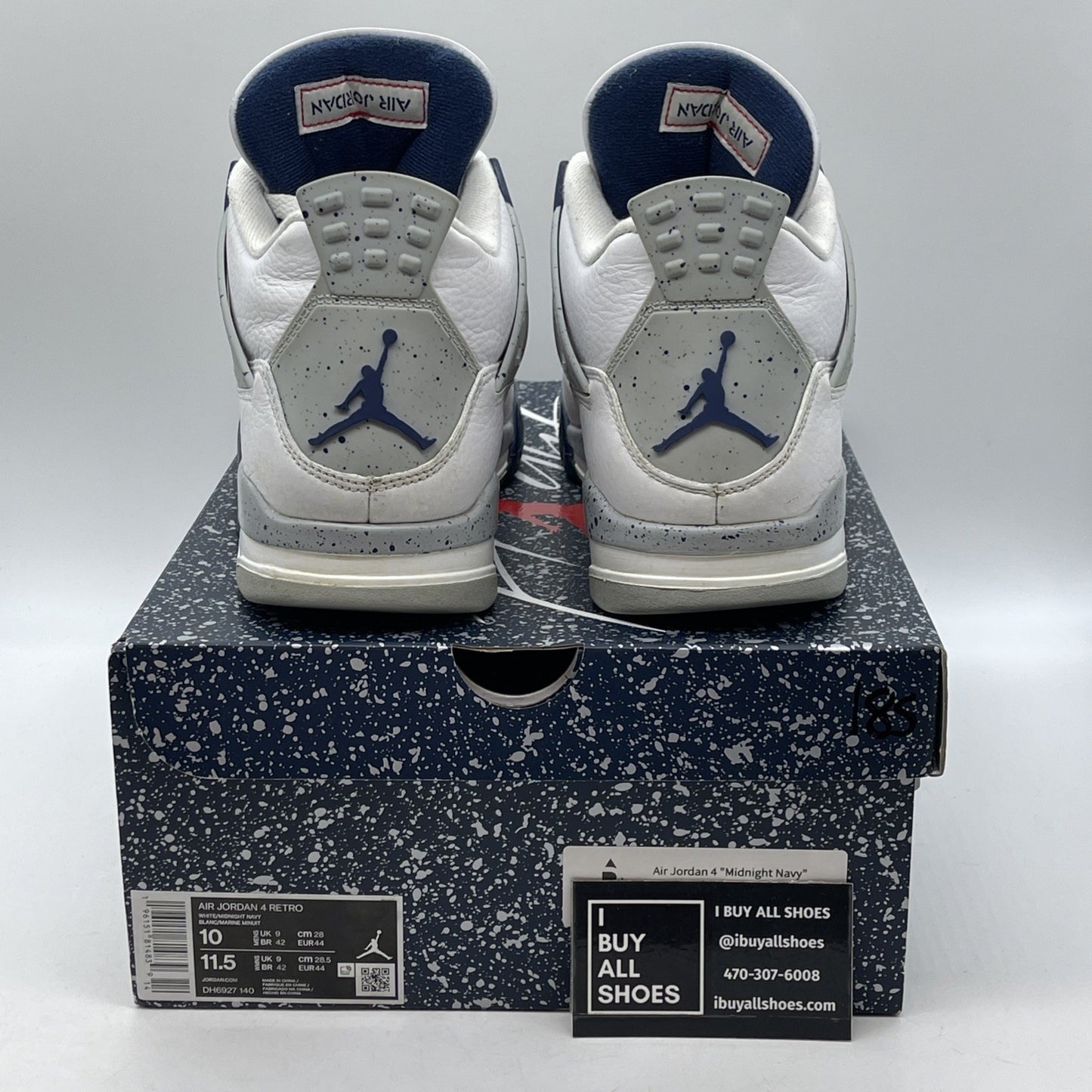 Size 10 - Jordan 4 Retro Mid Midnight Navy Blue White Leather (DH6927-140)