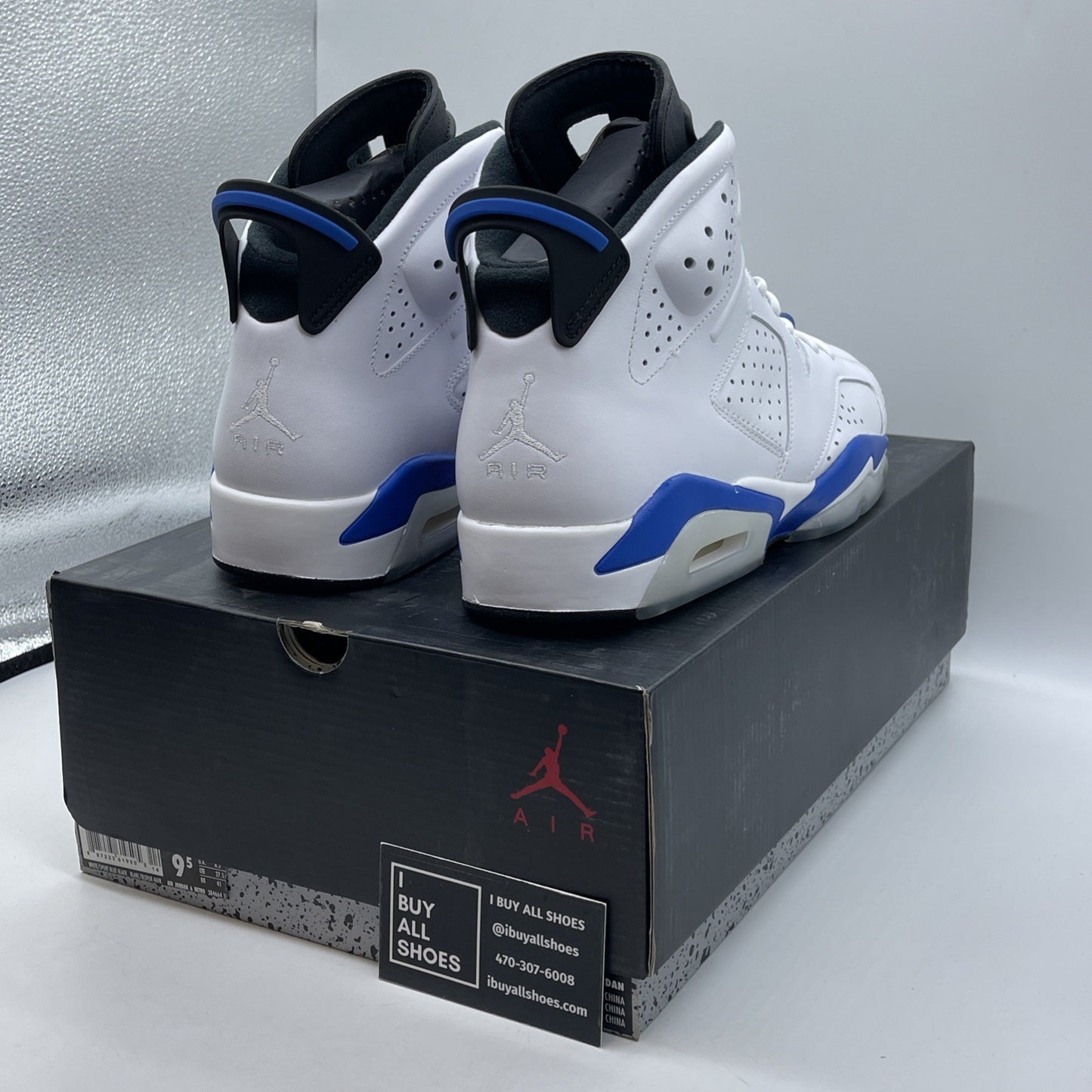 Size 9.5 - Air Jordan 6 Retro 2014 Sport Blue White Leather (384664-107)