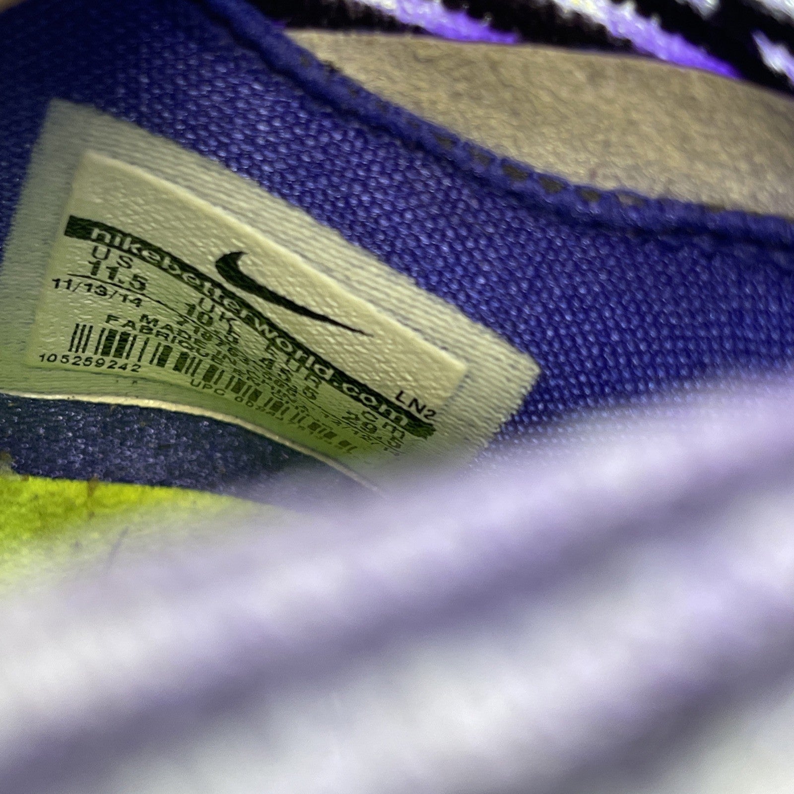 Size 11.5 - Nike Kobe 10 Elite Team Silver Purple Suede (718763-505)