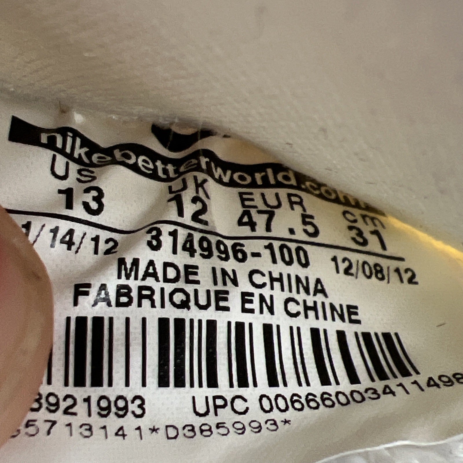 Size 13 - Nike Air Foamposite One White-Out (314996-100)
