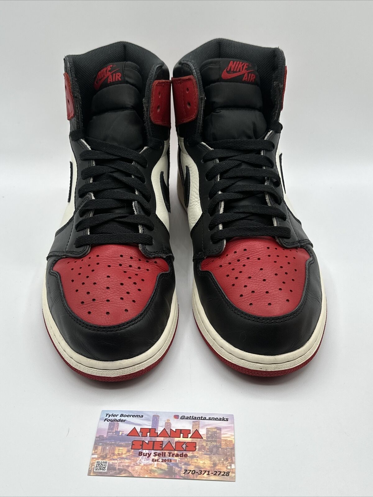 Size 12 - Jordan 1 Retro High OG Bred Toe 2018 rare pair Red White Black Premium