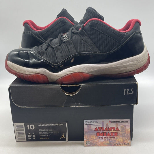 Size 10 - Air Jordan 11 Retro 2015 Low Bred Black White Red  (528895-012)