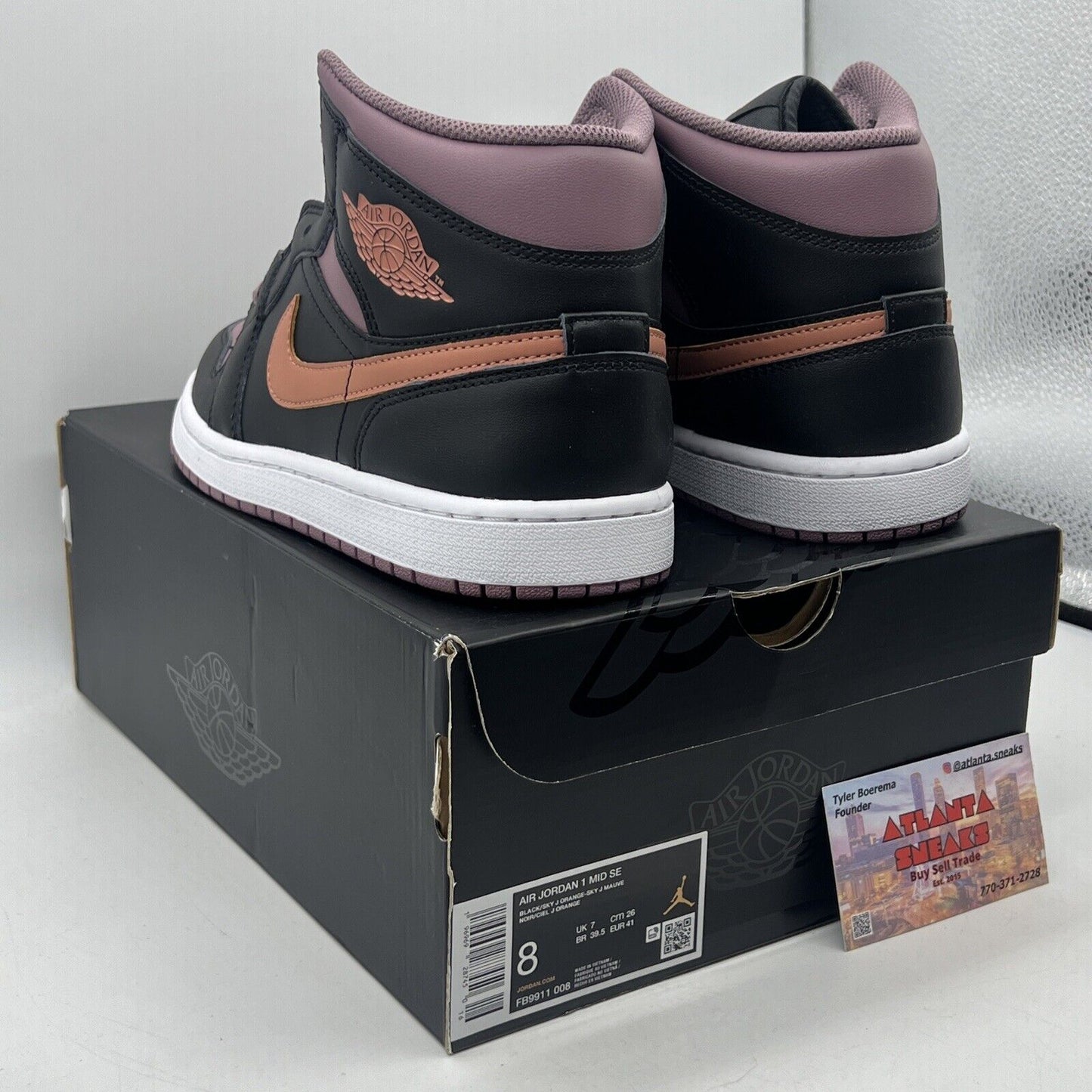 Size 8 - Air Jordan 1 SE Black Sky J Mauve White Leather (FB9911-008)