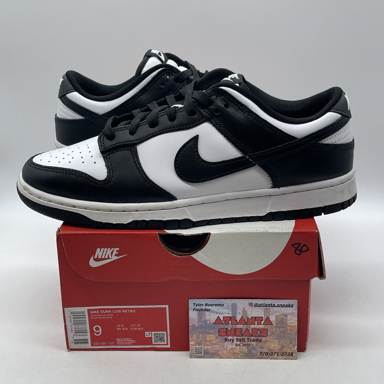 Size 9 - Nike Dunk Low Black White Leather (DD1391-100)