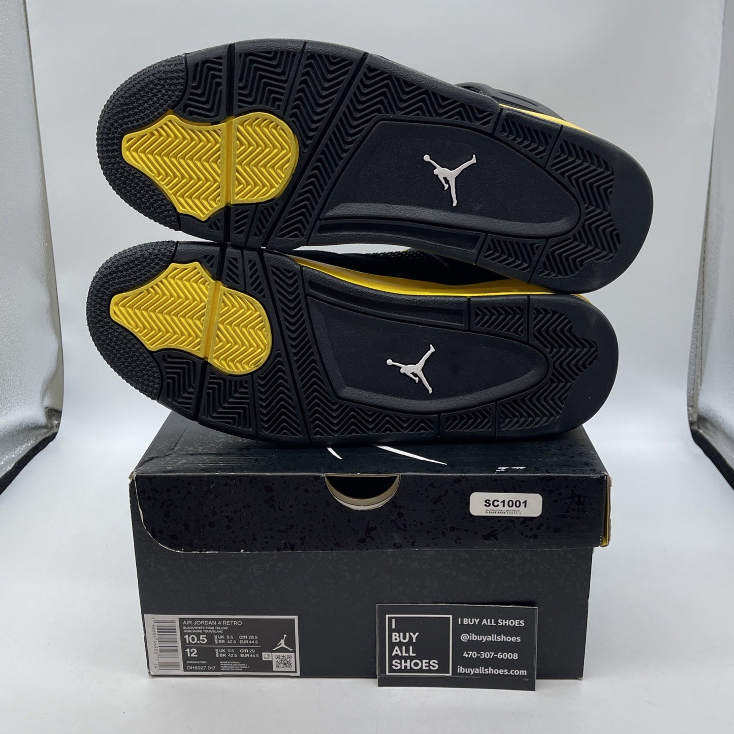 Size 10.5 - Jordan 4 Retro Mid Thunder Black Yellow White Suede (DH6927-017)
