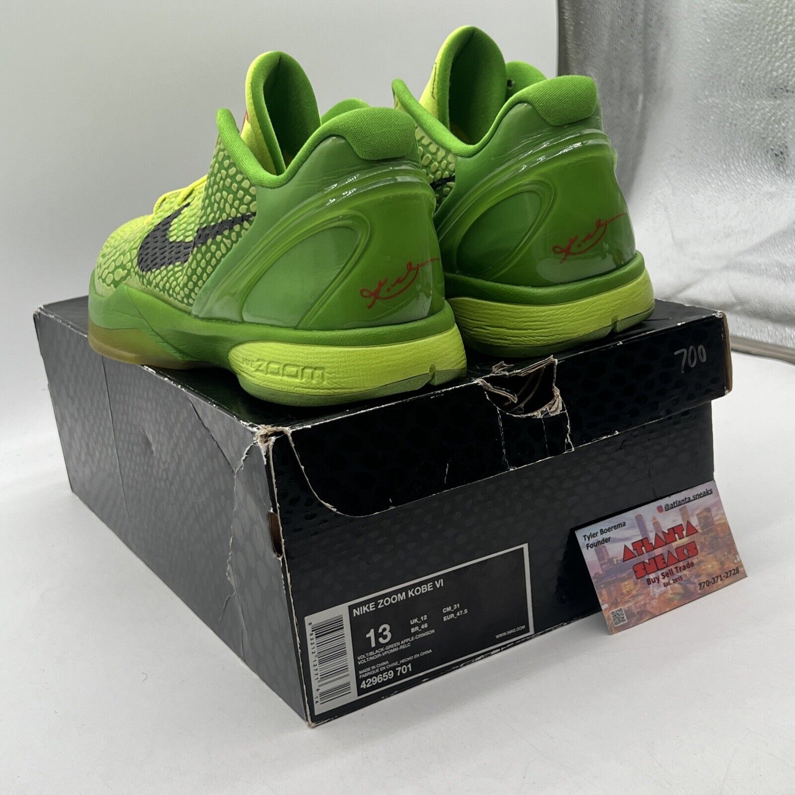 Size 13 - Nike Zoom Kobe 6 2010 Grinch Black Red (429659-701)