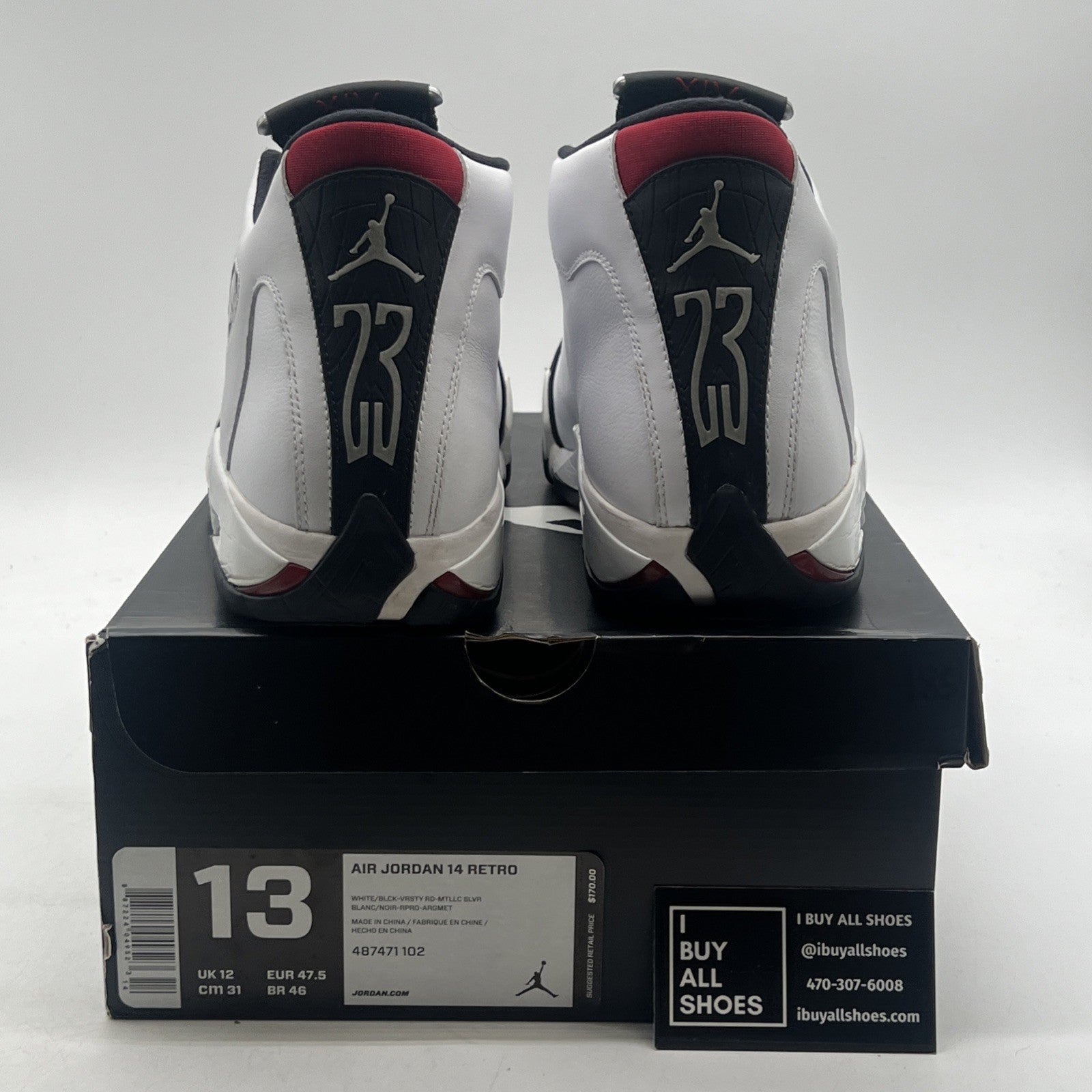 Size 13 - Air Jordan 14 Retro 2014 Black Toe (487471-102)