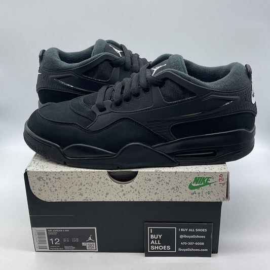 Size 12 - Jordan 4 Retro Mid Black Cat White Suede Rubber (FQ7939-004)