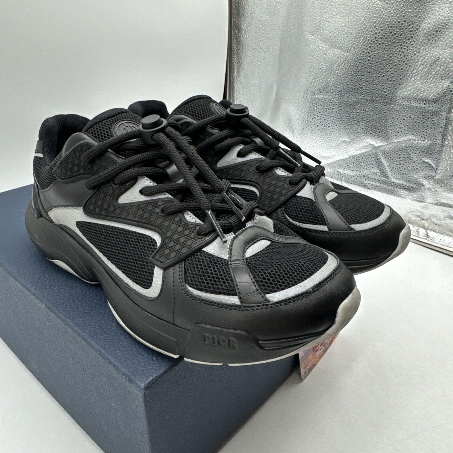 Size 9 / 42  - Dior B24 Black Silver Reflective Replacement Box Under Retail !!