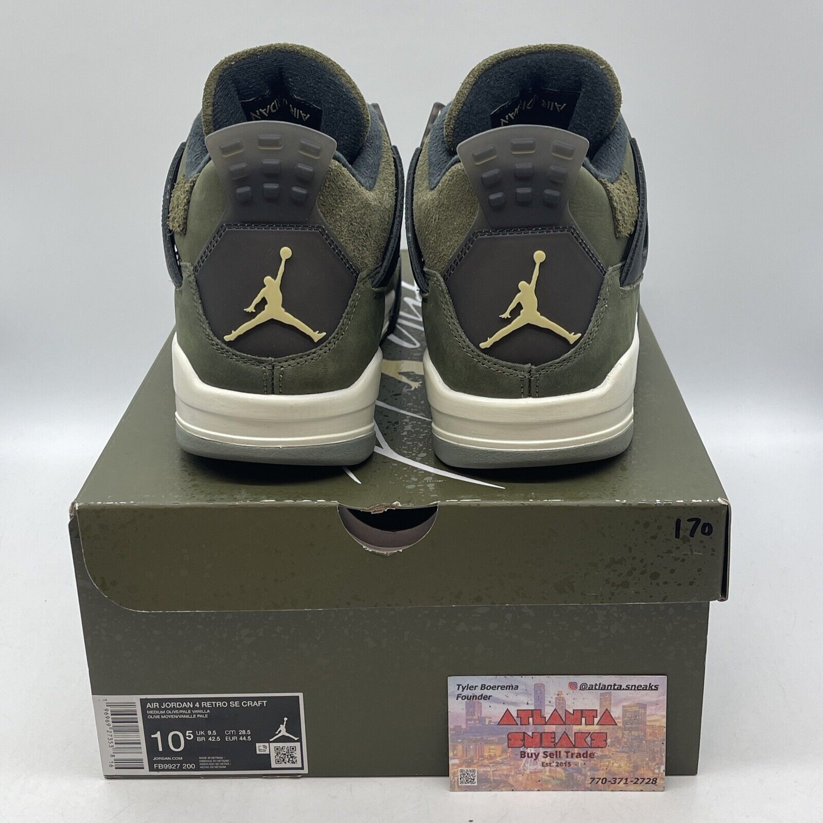 Size 10.5 - Jordan 4 SE Retro Low Craft - Olive Black Suede White (FB9927-200)