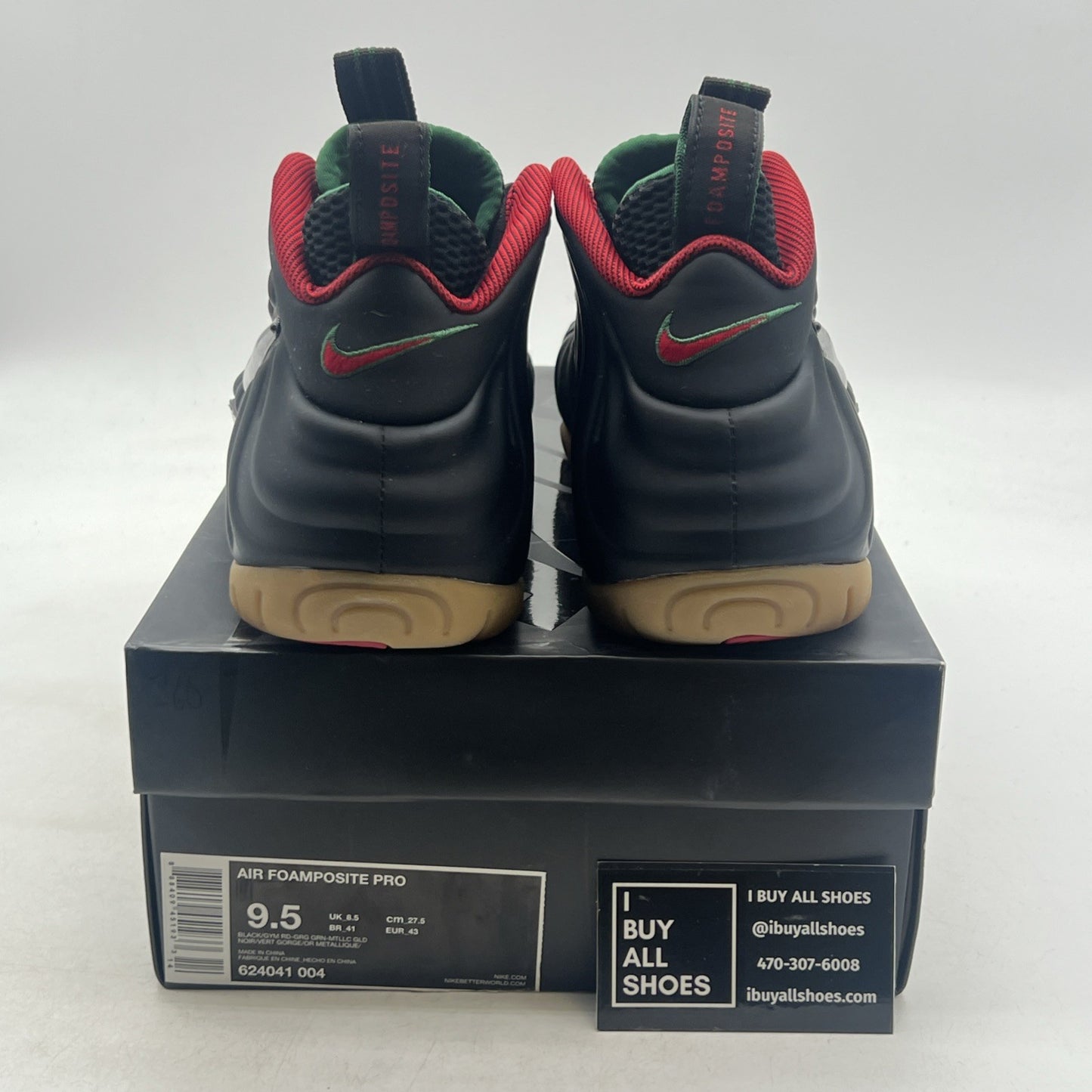 Size 9.5 - Nike Foamposite Pro Gucci - Black (624041-004)