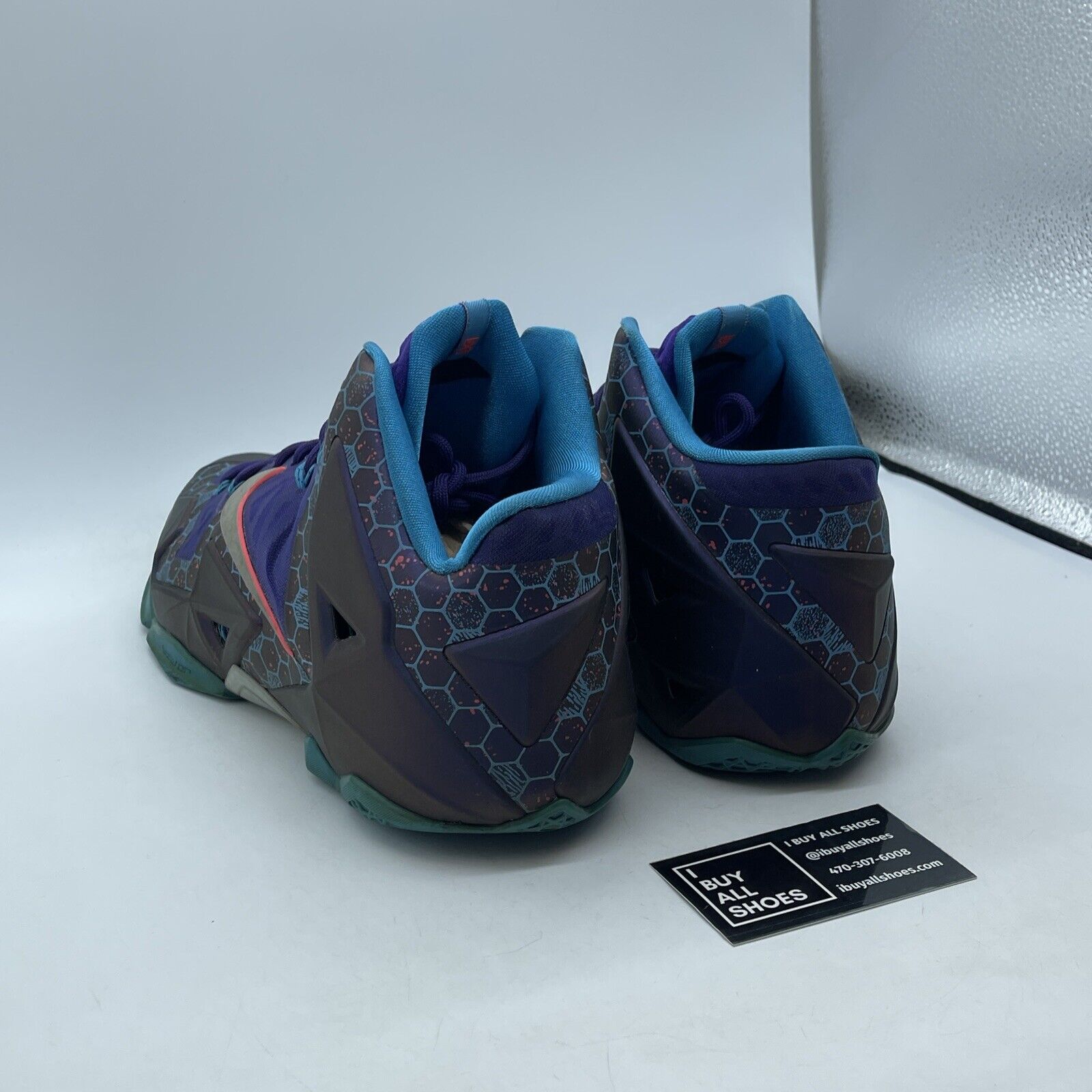 Size 12 - Nike LeBron 11 Hornets Purple Silver Suede Leather (616175-5000)