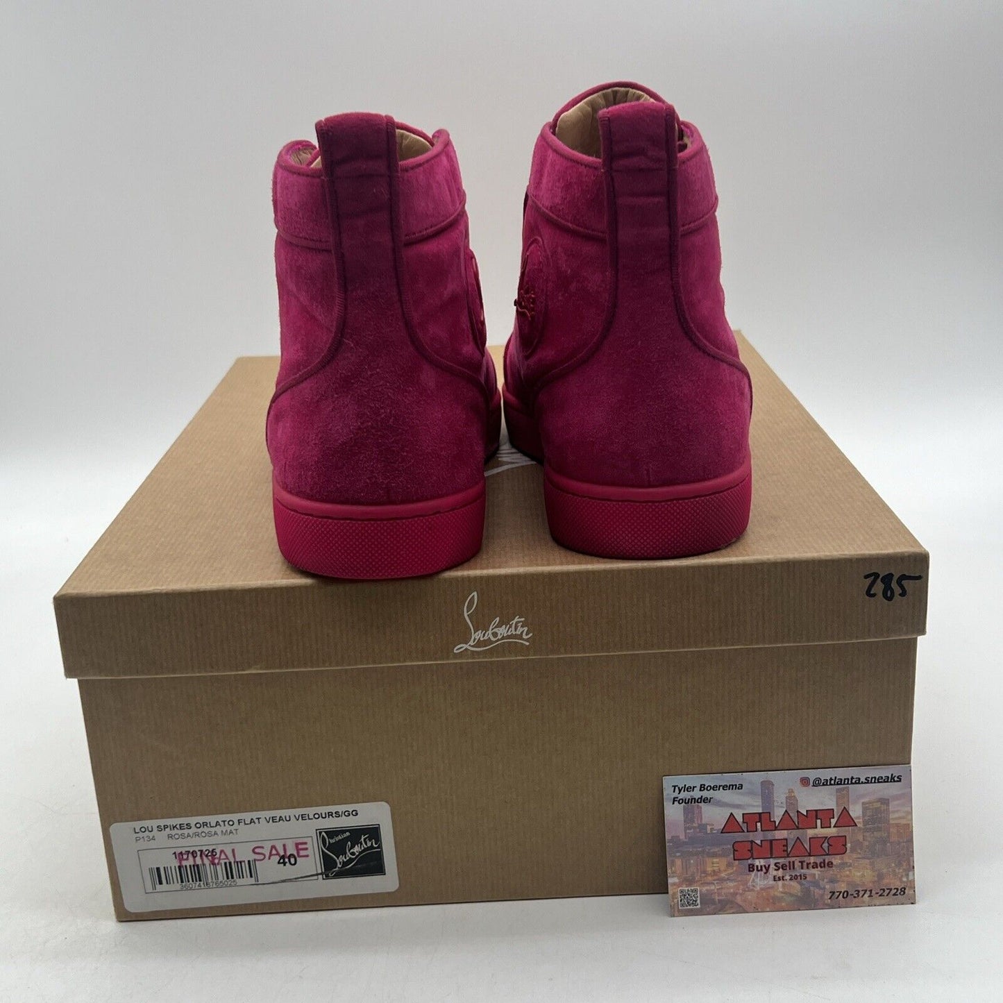 Size 9.5 - Christian Louboutin High Top Sneakers Vivid Pink Velor