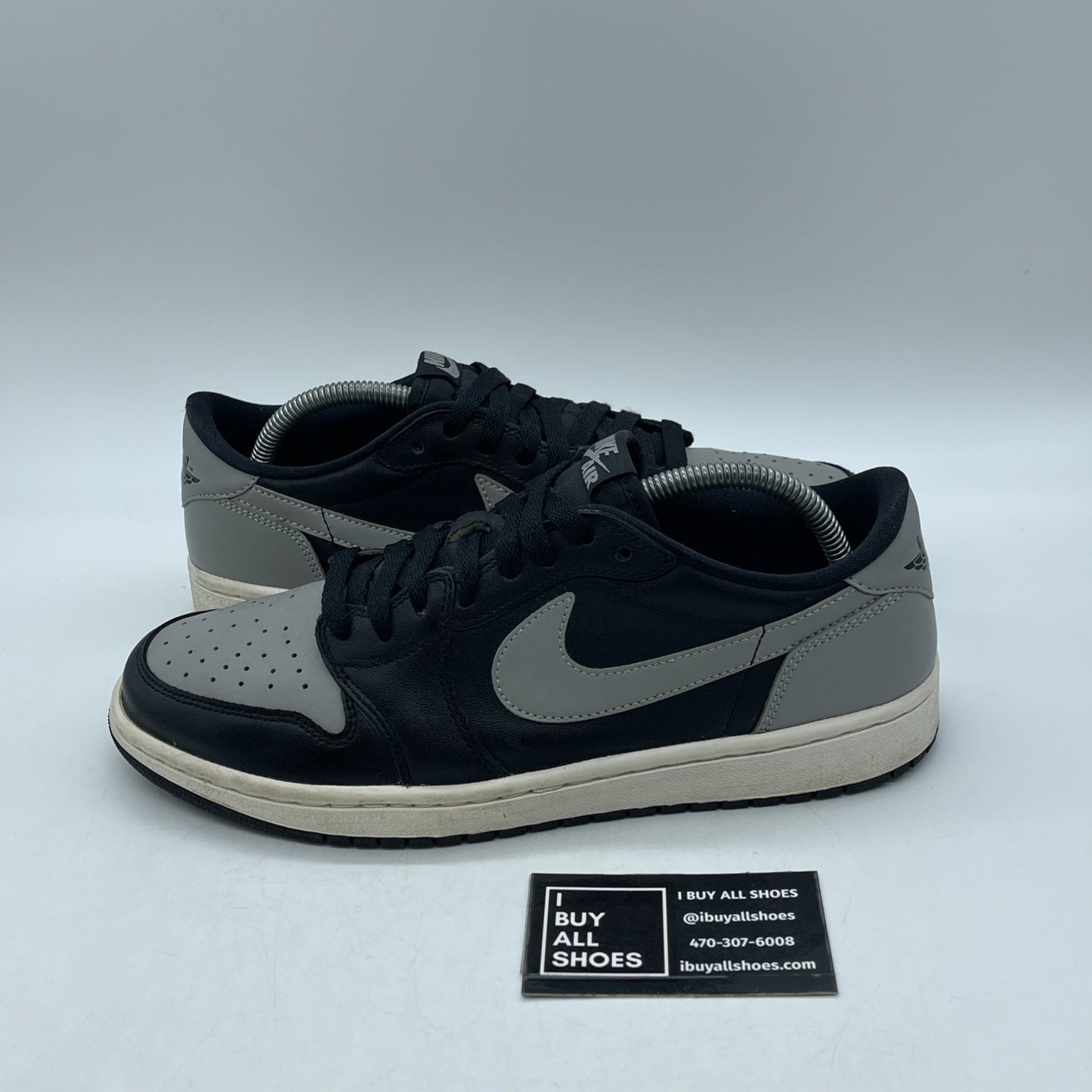 Size 9.5 - Air Jordan 1 Retro OG 2015 Low Shadow Grey Black Leather (705329-003)