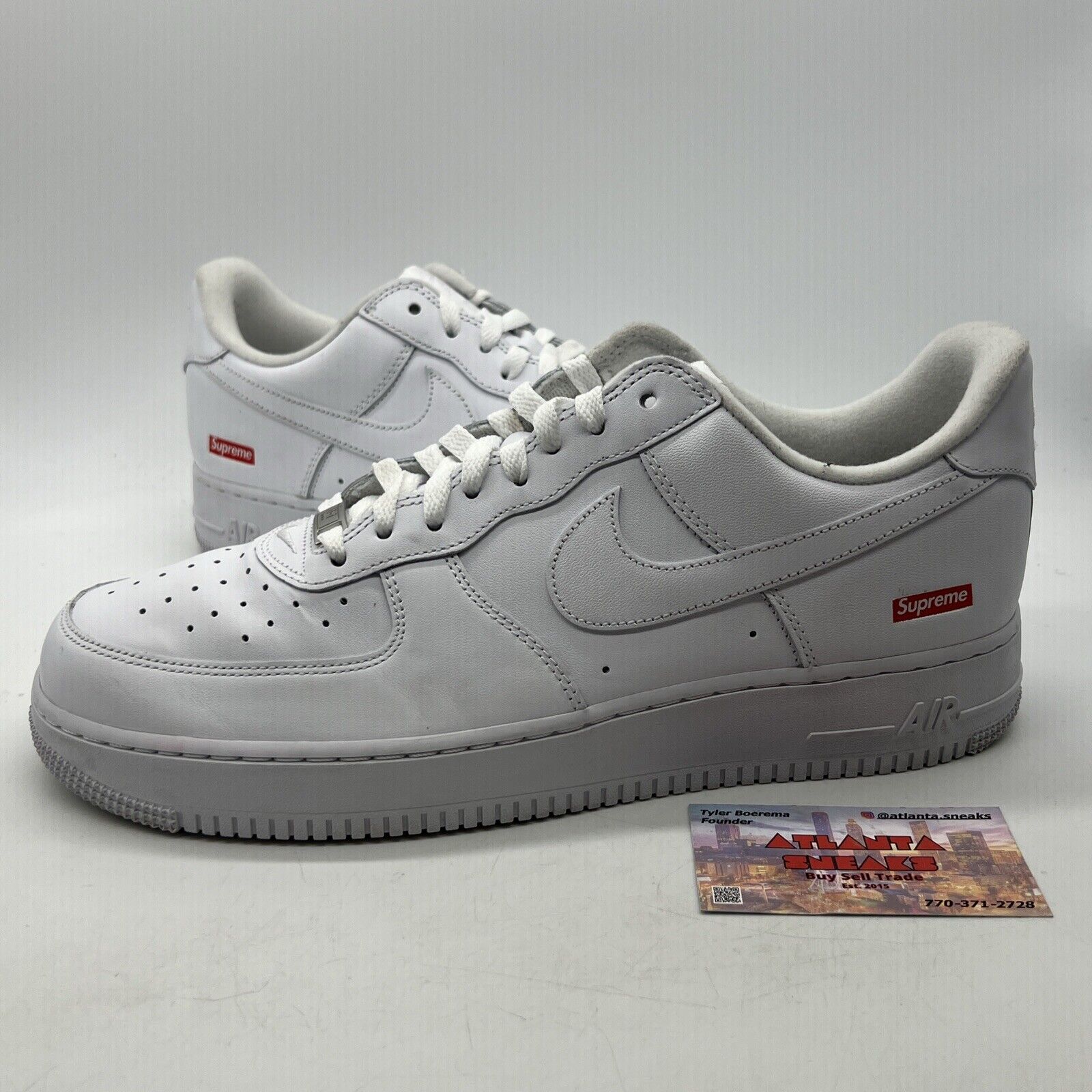 Size 11.5 - Nike Air Force 1 x Supreme Low Box Logo - White (CU9225-100)