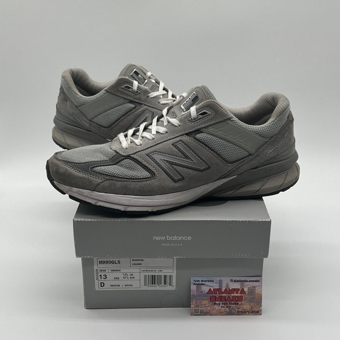 Size 13 - New Balance 990v5 Made in USA Low Castlerock Grey White Rare With Box