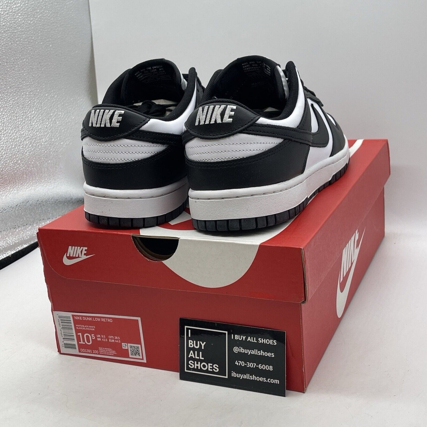 Size 10.5 - Nike Dunk Low Black White Suede Leather. ((DD1391-100)