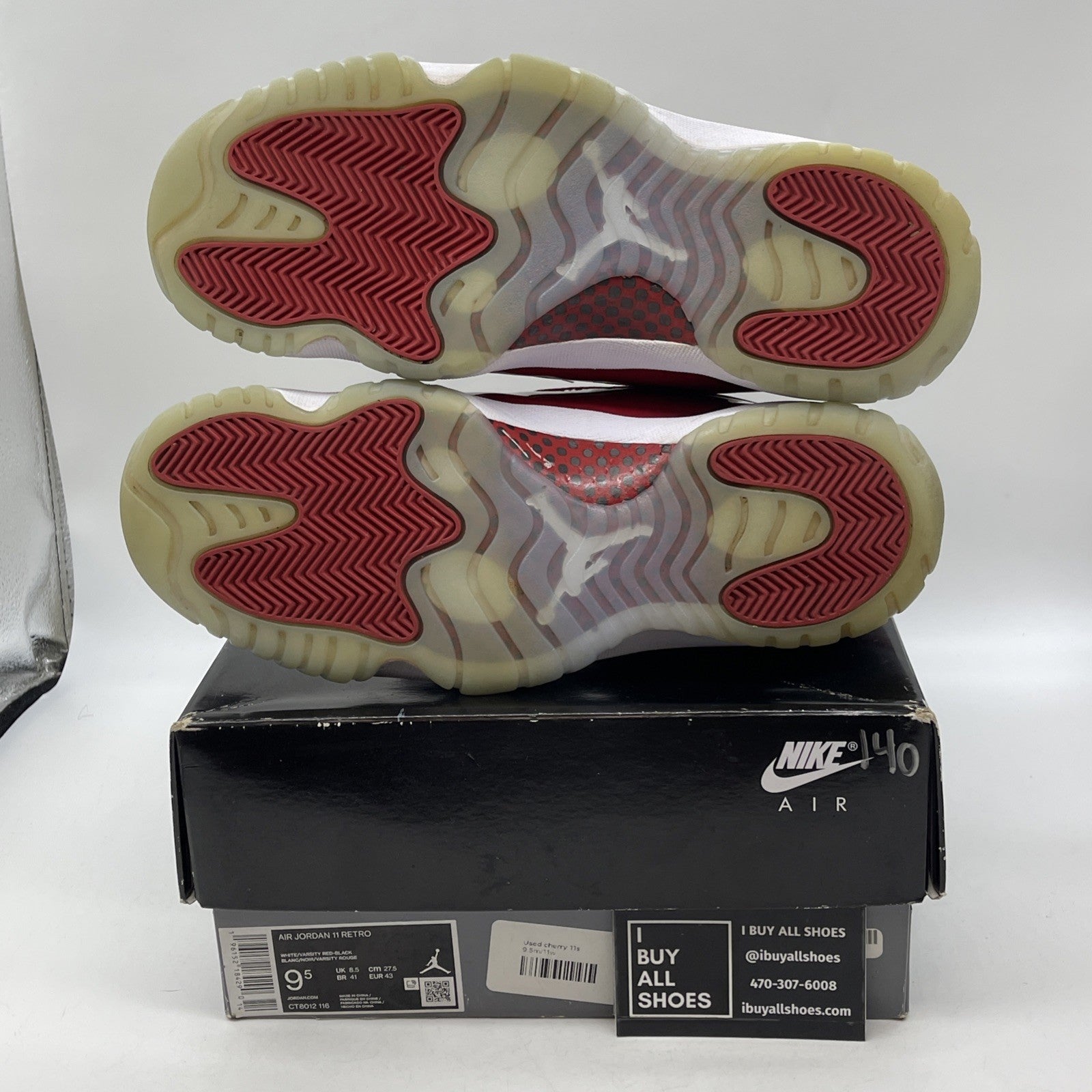 Size 9.5 - Jordan 11 Retro High Cherry Red White Suede Leather (CT8012-116)