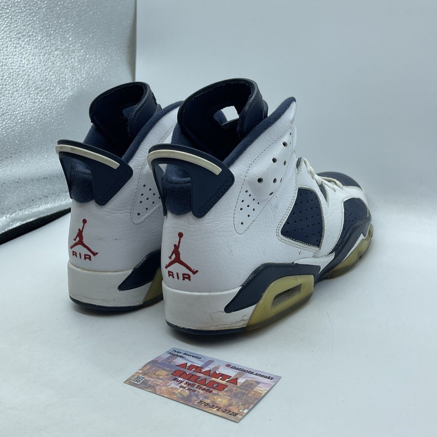 Size 9.5 - Air Jordan 6 Retro 2012 Olympic White Red Navy (384664-130)