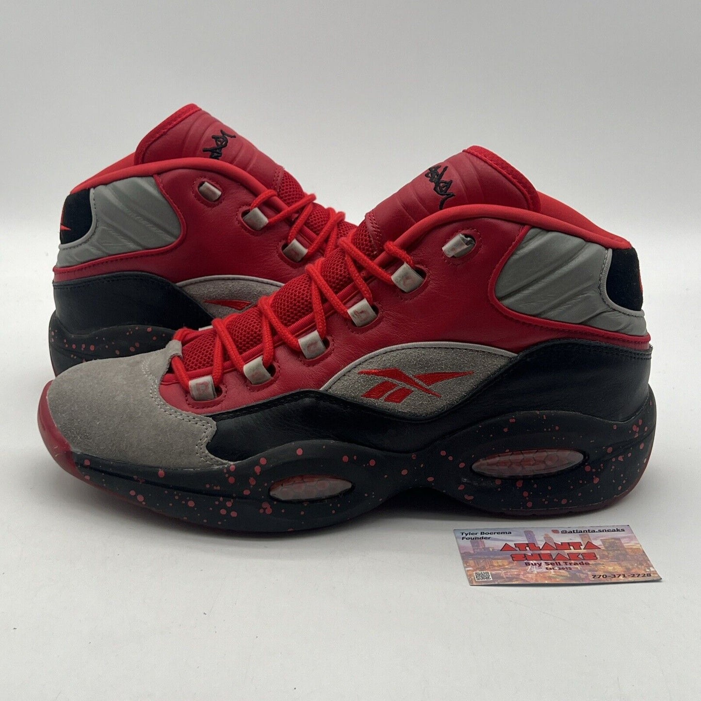 Size 13 - Reebok Stash x Question Mid Stash Red Grey Black Suede (V61040)