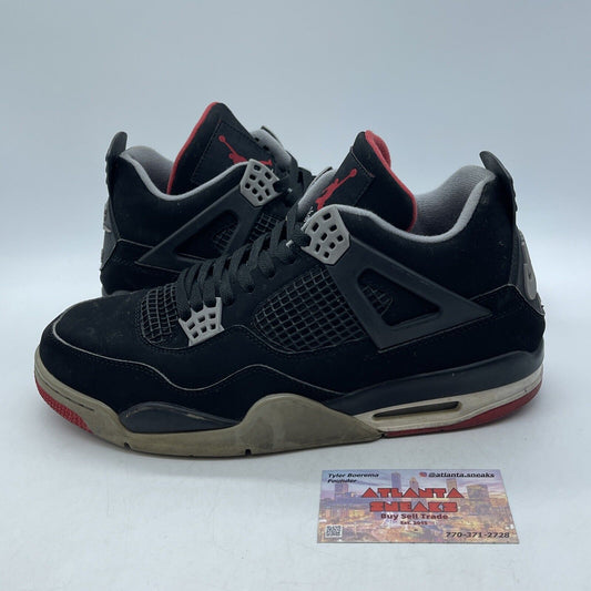 Size 10 - Jordan 4 Retro OG Mid Bred Black Red Grey Suede Leather (308497-060)