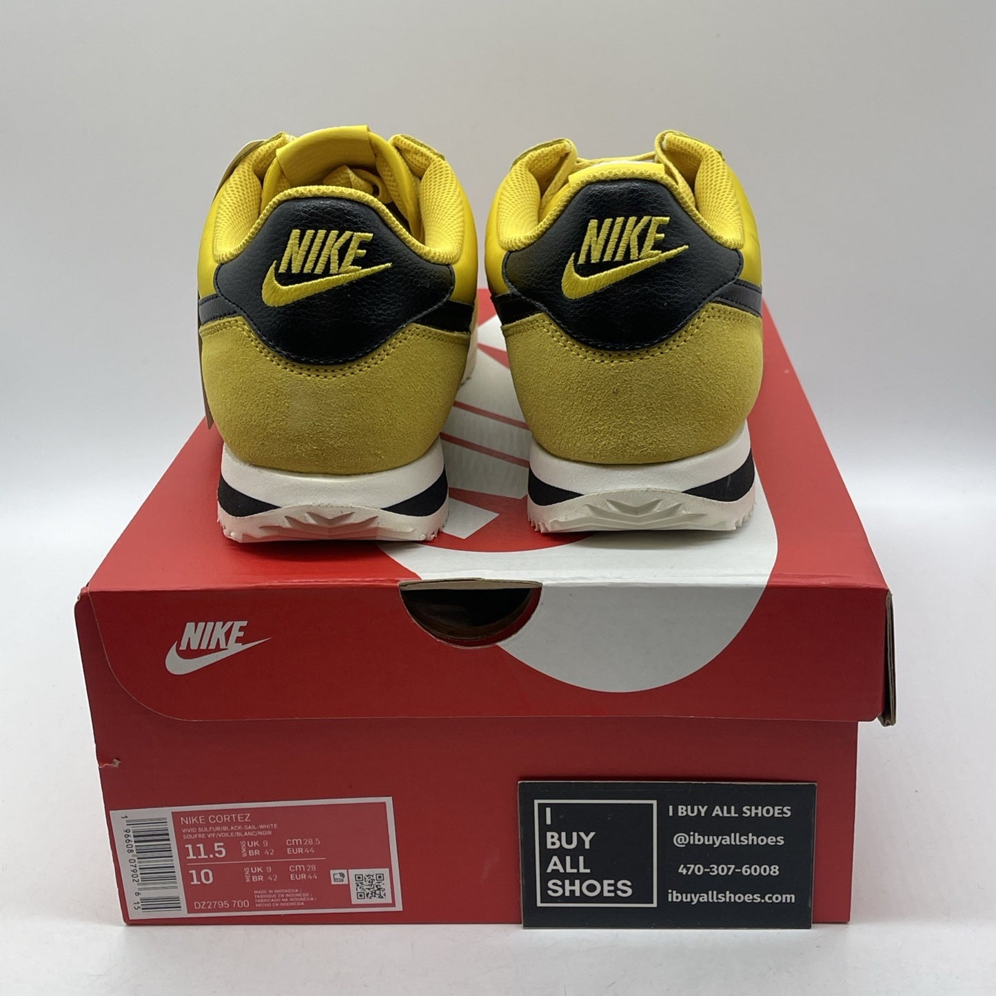 Size 11.5W - Nike Cortez Vivid Sulfur Yellow Black Suede Leather (DZ2795-700)