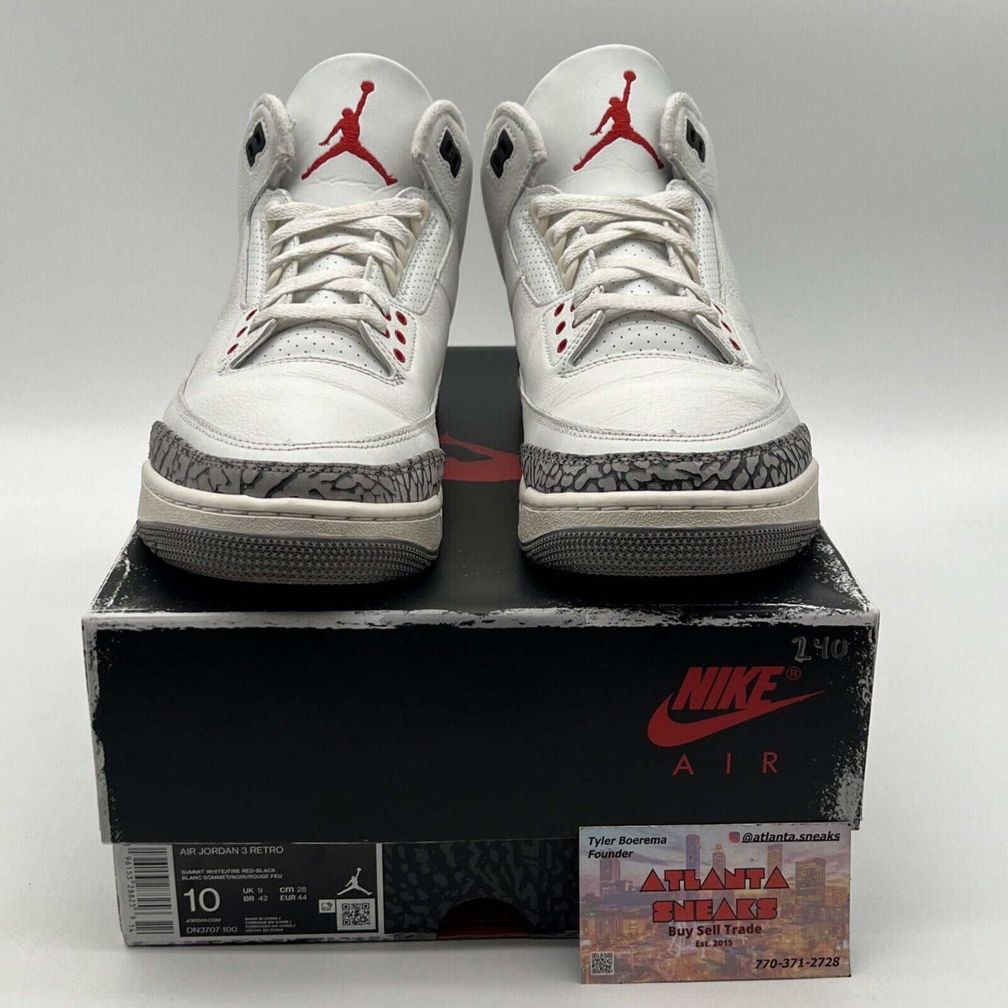 Size 10 - Jordan 3 Retro Mid White Cement Reimagined Black Leather (DN3707-100)